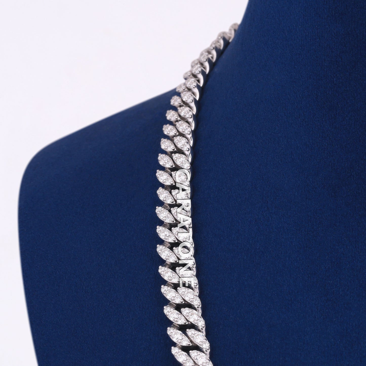 Womens & Mens 10mm Real Rappers Iced Out Diamond Leaf Cuban Link Chains with Fully Silver Hip Hop Chains Necklace