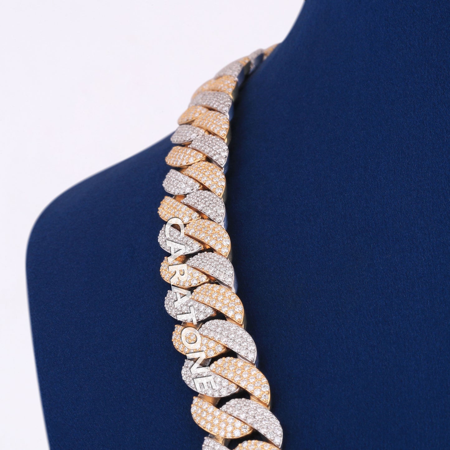 22 inch 14mm Two Tone Silver Yellow 14k gold Moissanite Cuban Link Chain Biggest rapper Chains