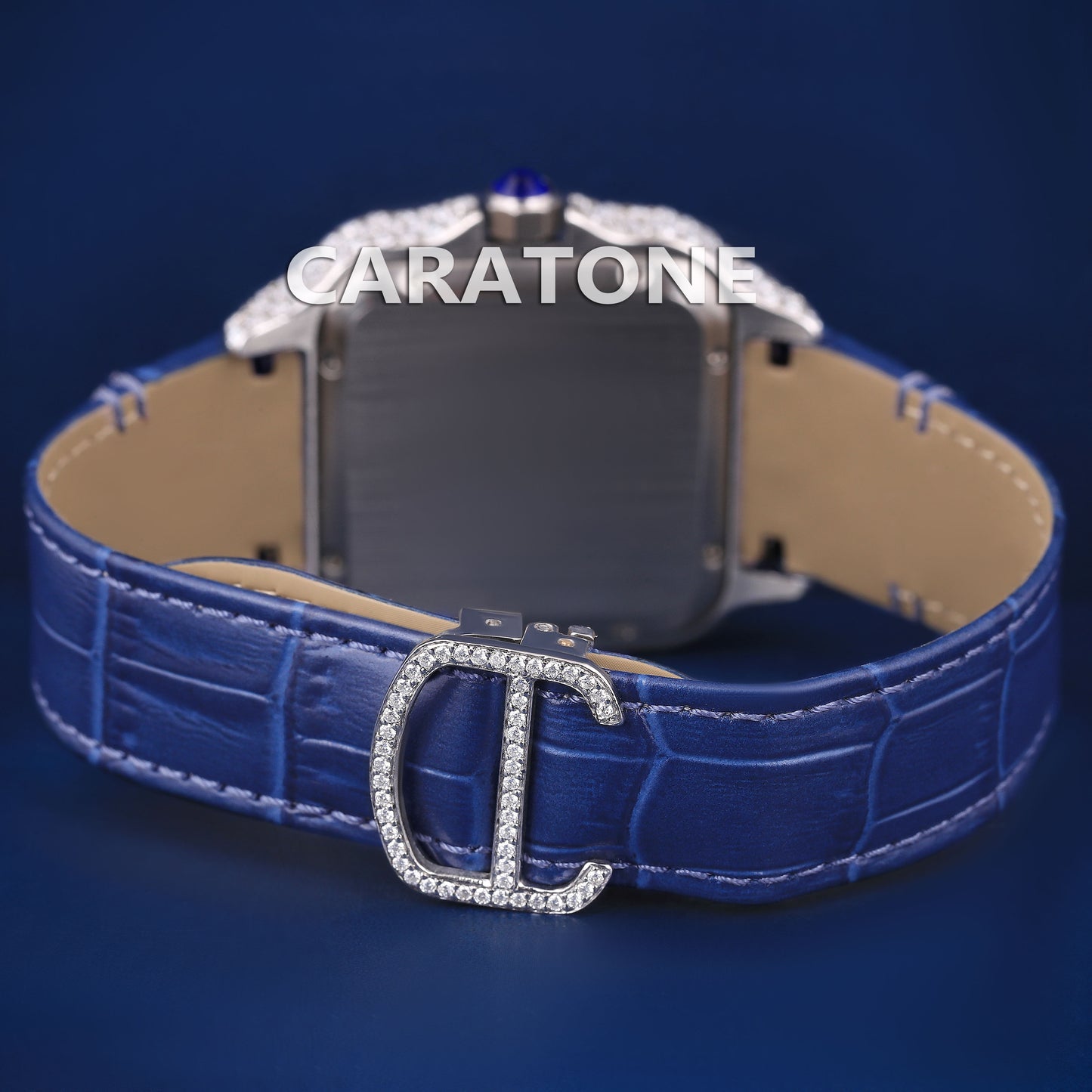 White Diamond Watches for Men Roman Square Blue Dial Moissanite Diamond Leather Strap Watches Iced Out Most Expensive Luxury Watches