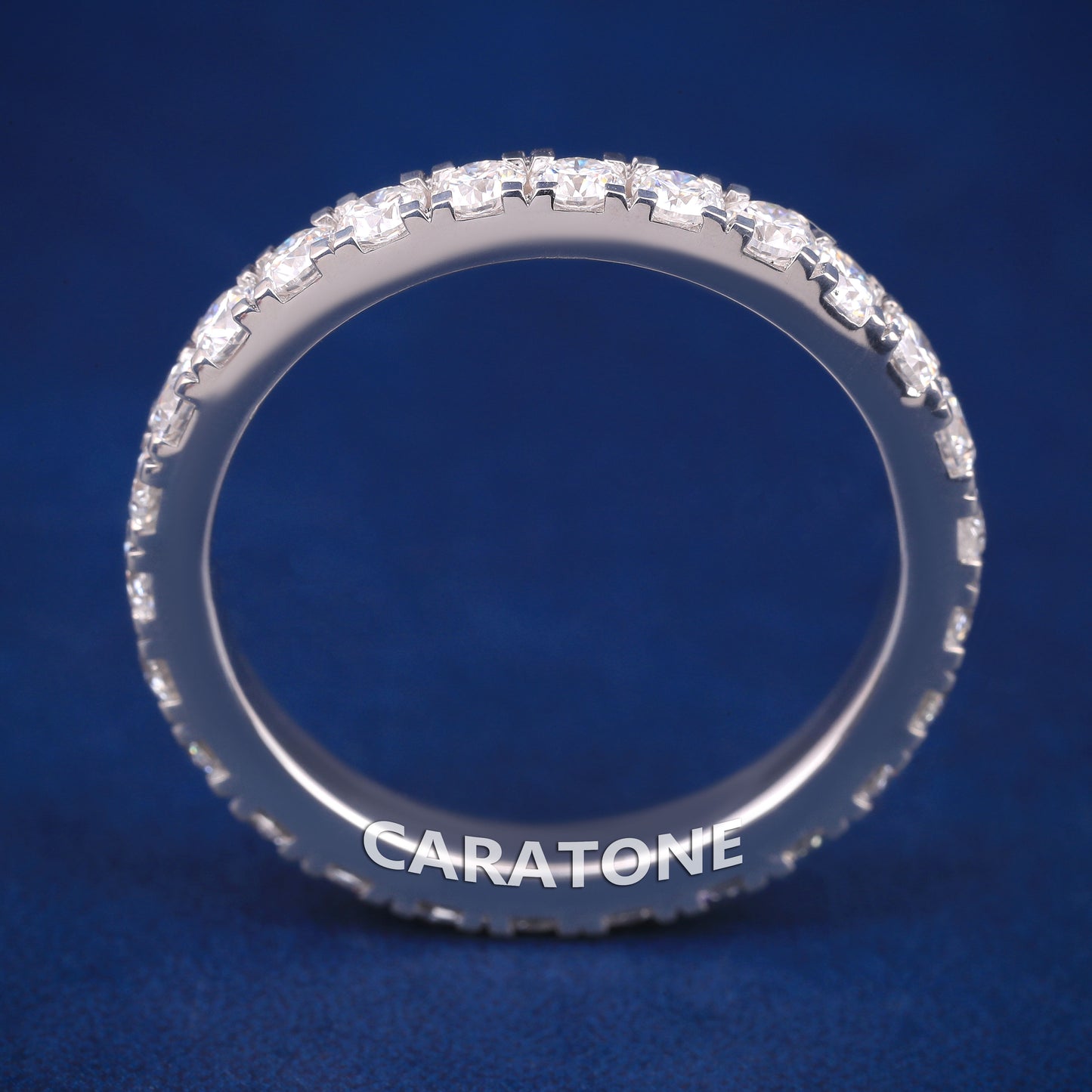 Custom Eternity Bands Round Diamond 14k White Gold Mens Wedding Band with Diamond Full Icy Ring Bands