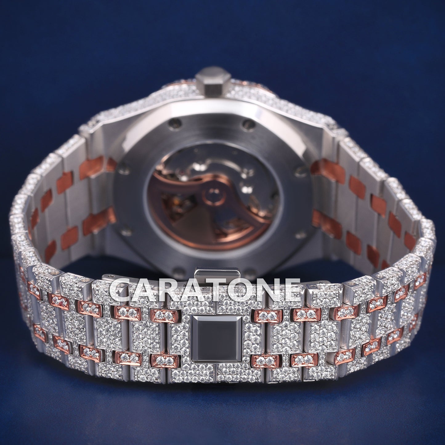 Full iced out hip hop branded watch in two tone with D VVS clarity and diamond tester passed