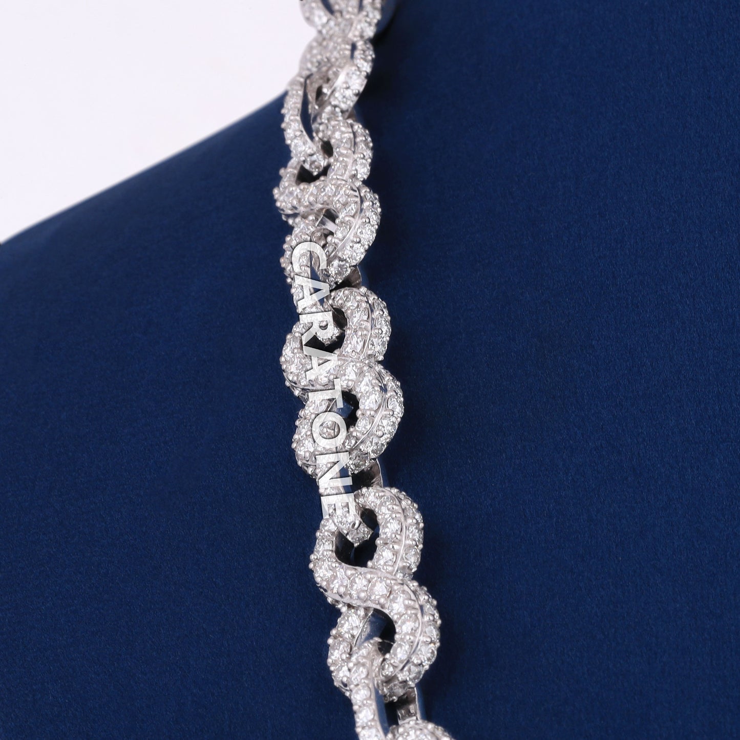 Infinity Cuban Link Chain 24inch 10MM White Gold Plated Round VVS Diamonds Chain Necklace For men
