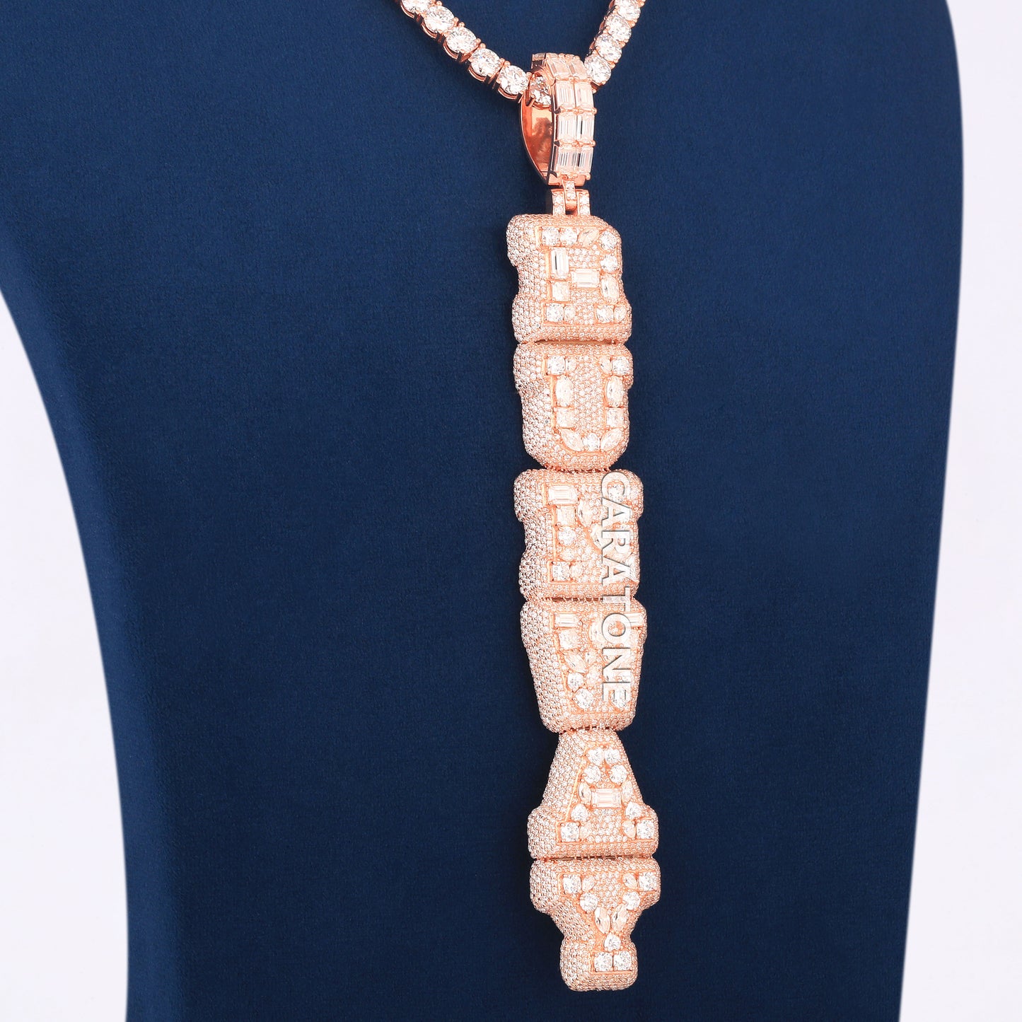 14KT Yellow Gold Tennis Neckalce With Custom Letter Pendant