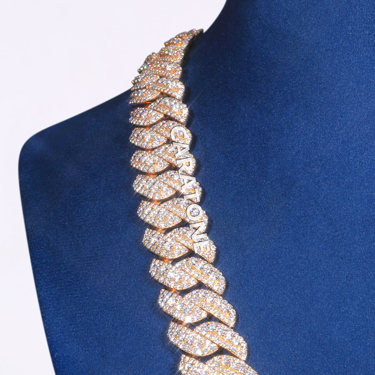 24 Inch 10 MM Custom Iced-Out Cuban Chain Yellow Gold Tone