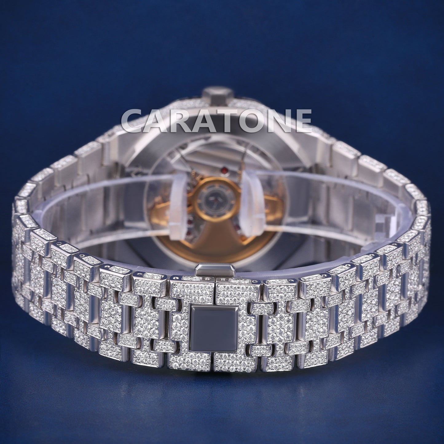 Hip hop full iced out branded watch with white tone and diamond tester passed