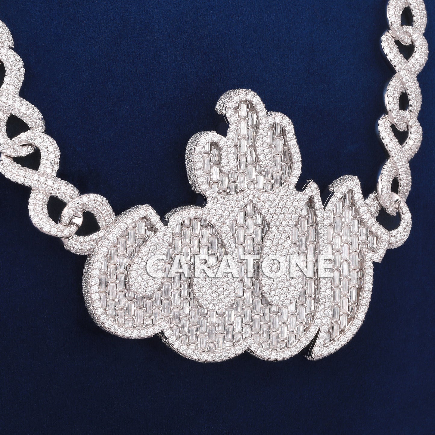 Custom Handmade Diamond Chain With Pendant In 925 Sterling Silver With Lab Diamond