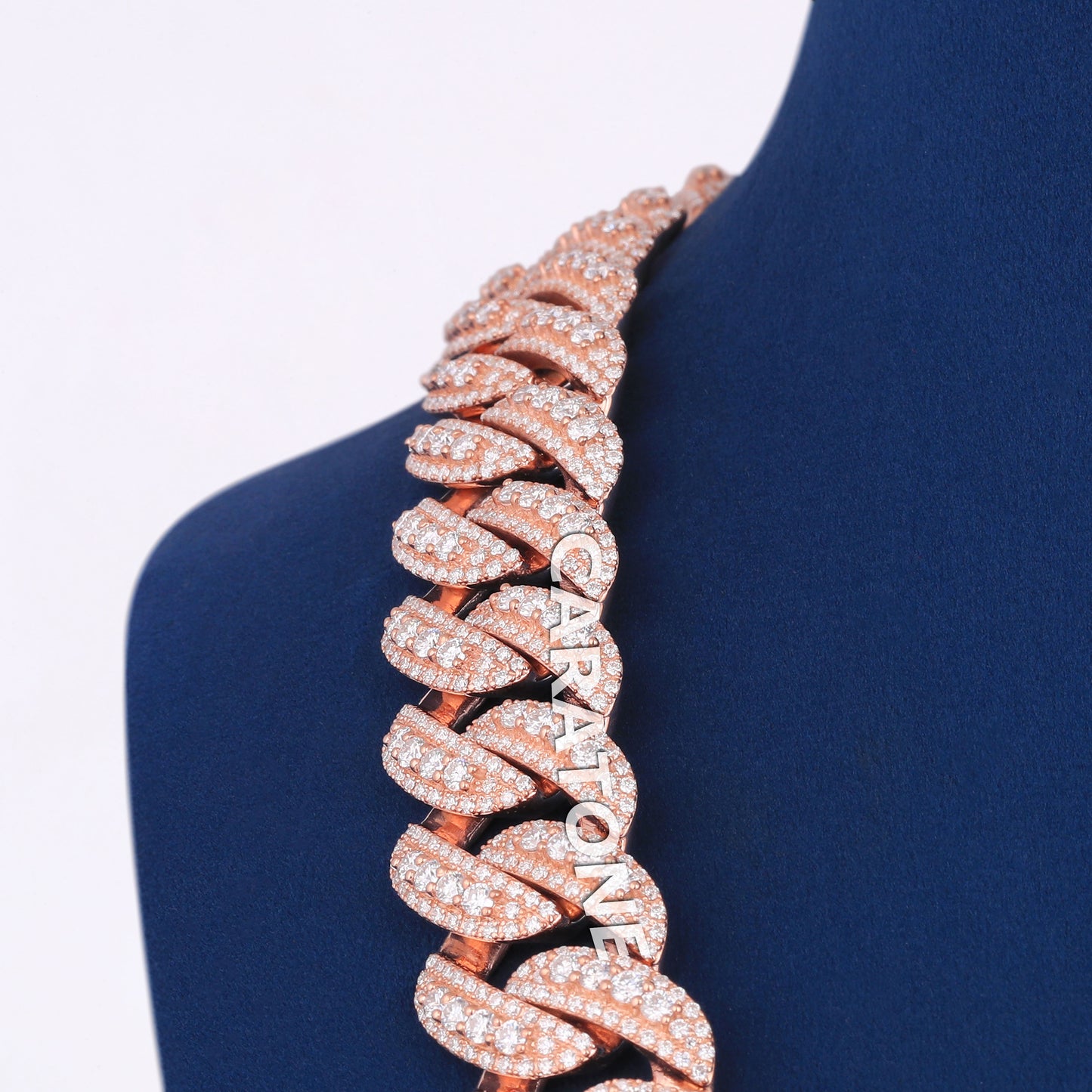 New Arrival 22 inch 20mm Custom Cuban Link Necklace with Lab Grown Diamond VVS Fully Iced Out 18k Mens Rose Gold Cuban Link Chain Necklace