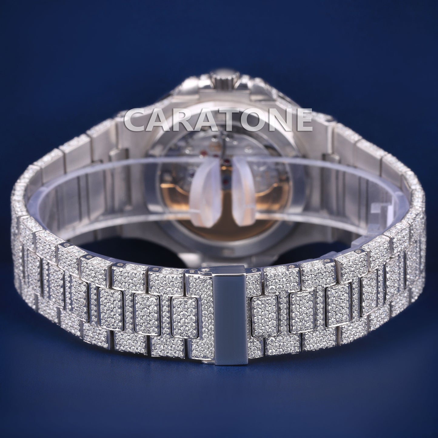 Custom Luxury Mens Watches Fully Iced Out Silver Baguette Dial VVS Clarity Trendy Watches