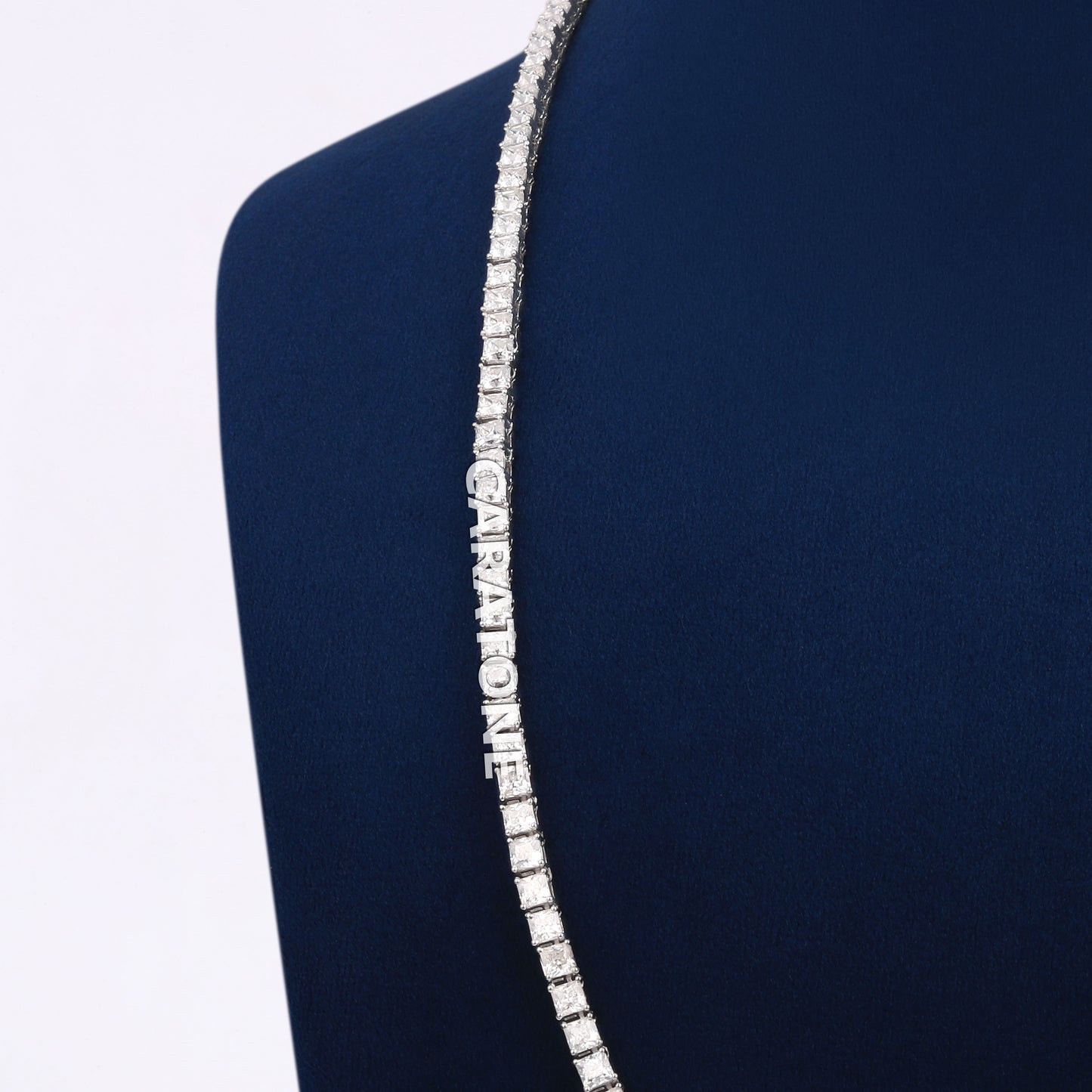 22 inch 3.5mm princess cut tennis necklace full white