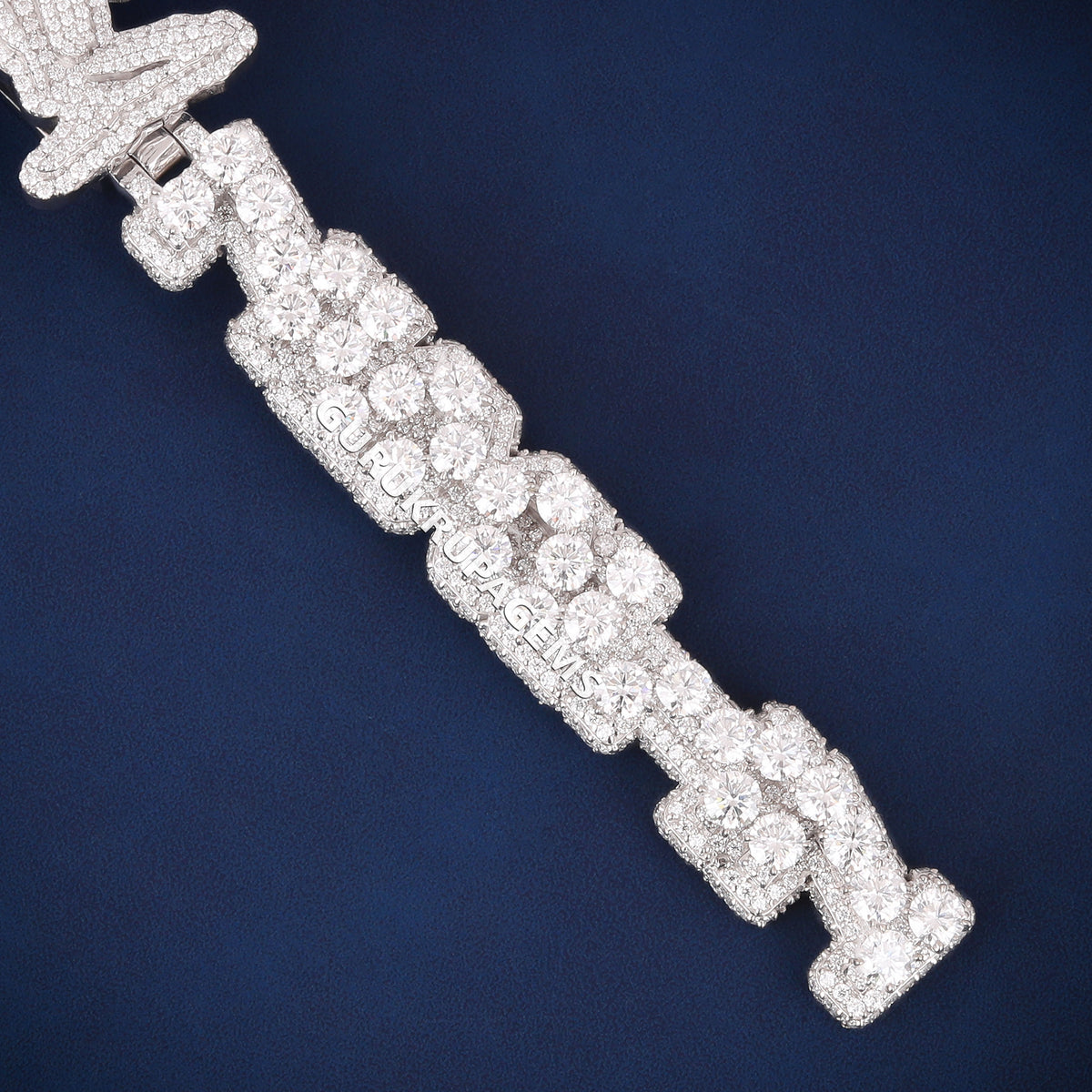 3D Stacked Diamond Letter Pendant with Custom Logo Bail Lab Grown Diamonds