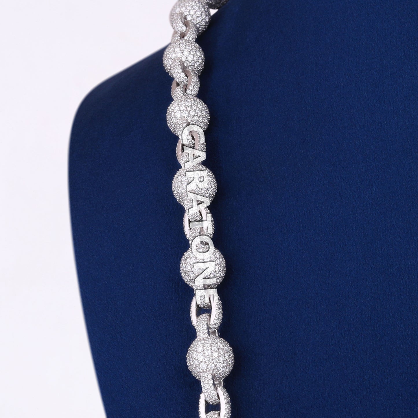 10mm 30 inch Iced Out VVS Moissanite Diamond Beads Ball Bubble Cuban Link Chain Necklace for Mens