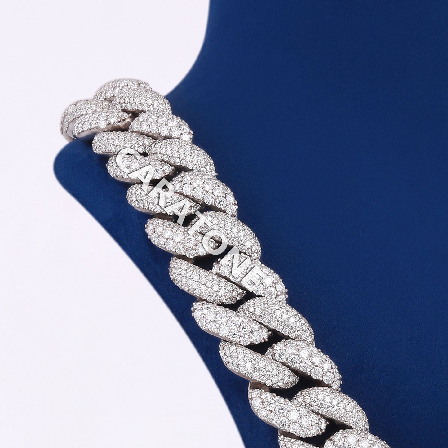 28 Inch 30mm Mosaic Setting Diamond Custom Rapper Mens Cuban Link Chains in Silver Iced Out Luxury Chains