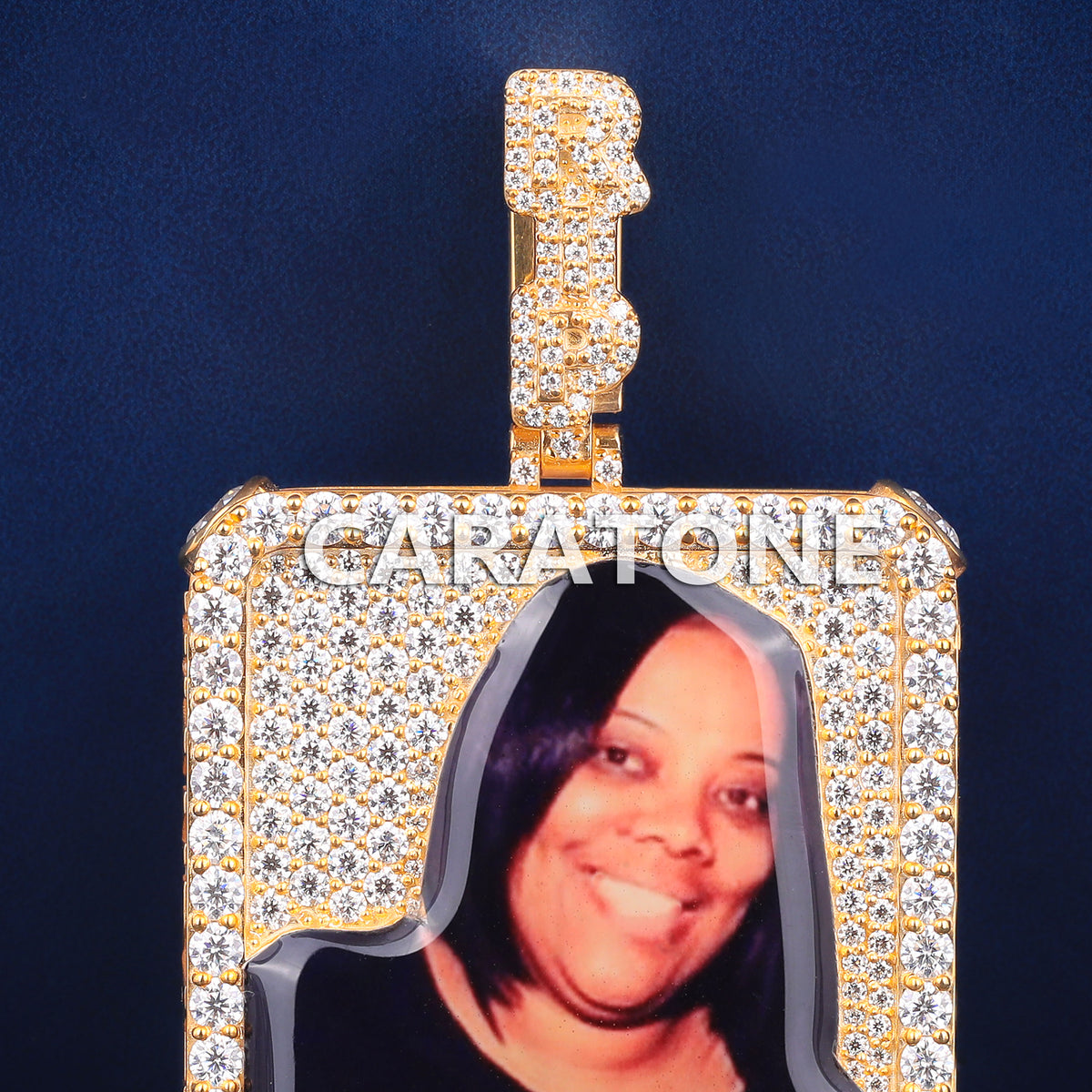 Custom Iced Out Photo Memorial Pendant with Lab Grown Diamonds