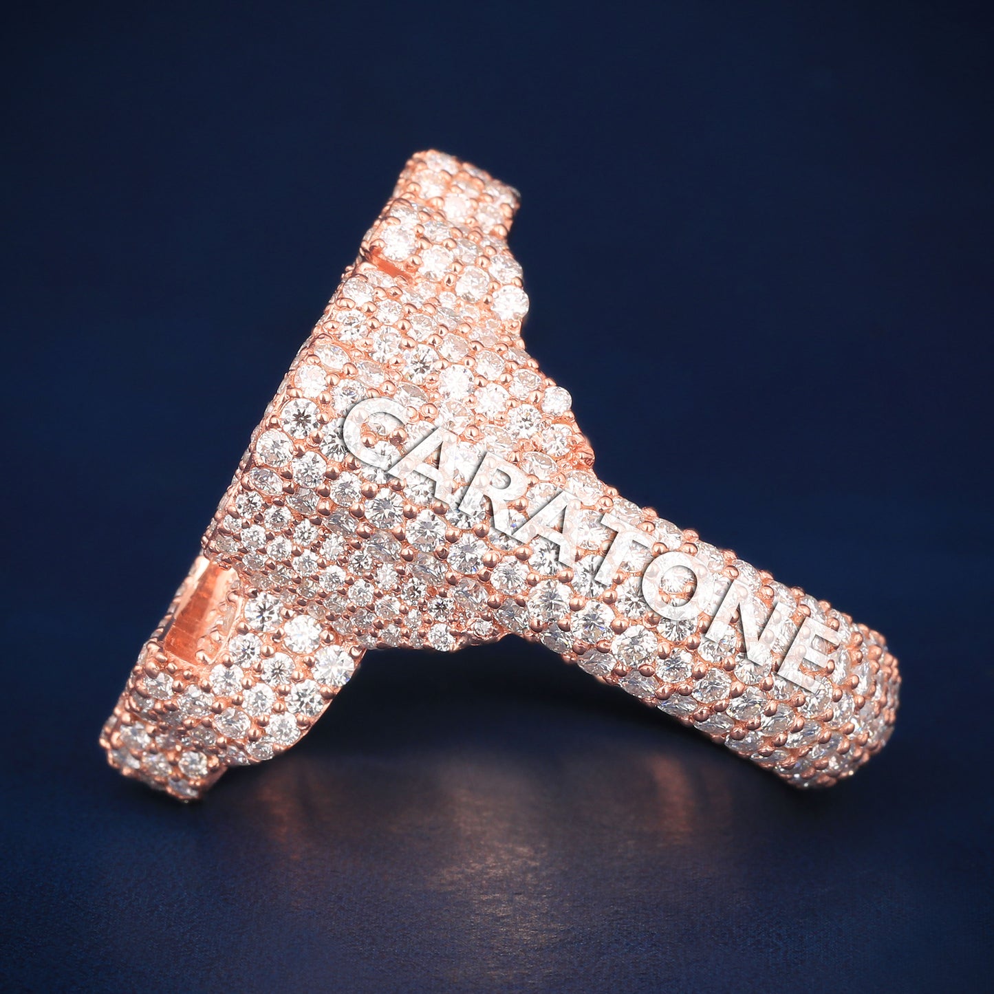 Customise hip hop cross baguette and round diamond ring d vvs clarity