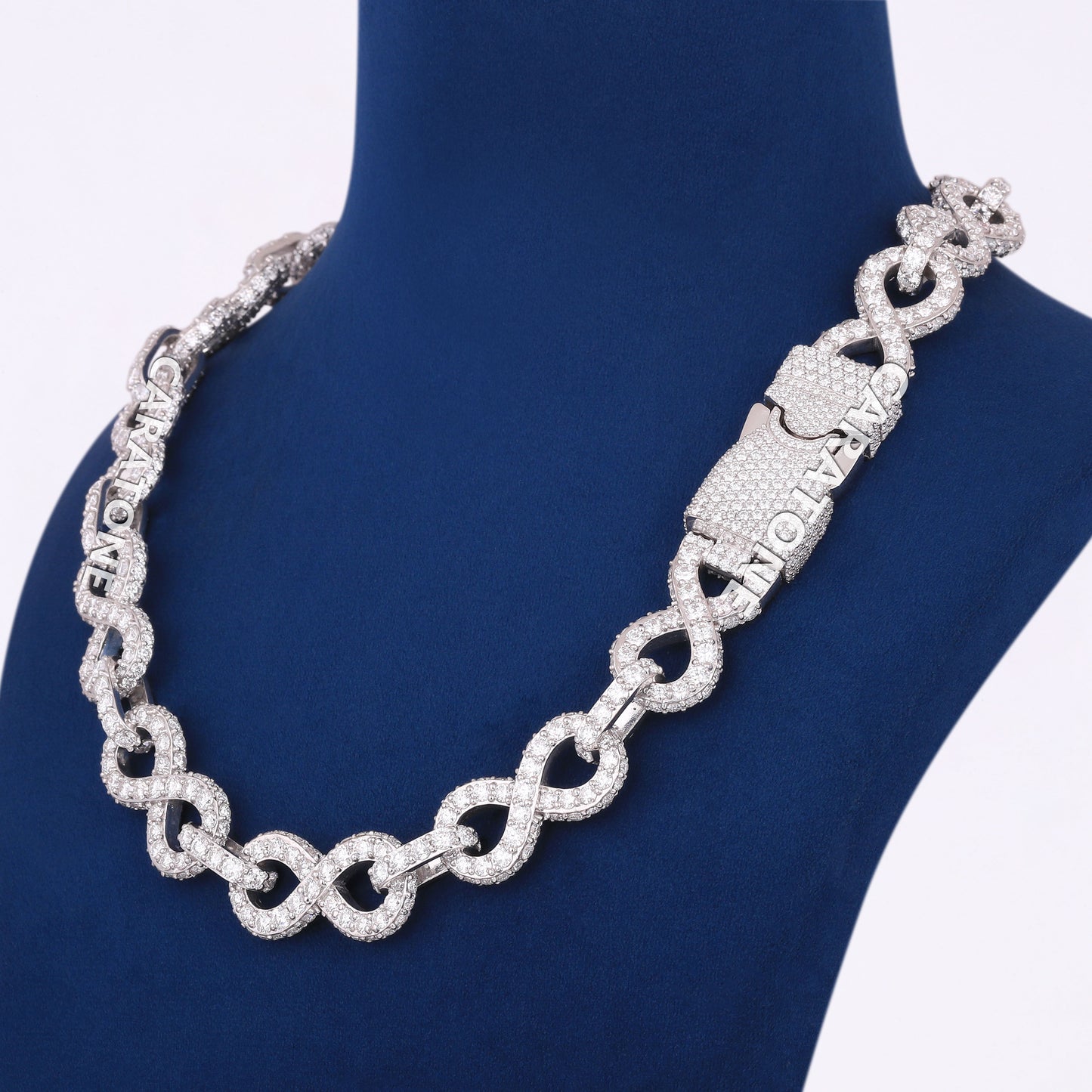 Real Diamons Iced Out Mens 16mm Infinity Cuban Link Chain Fully White Gold Mens Unique Chains Necklaces