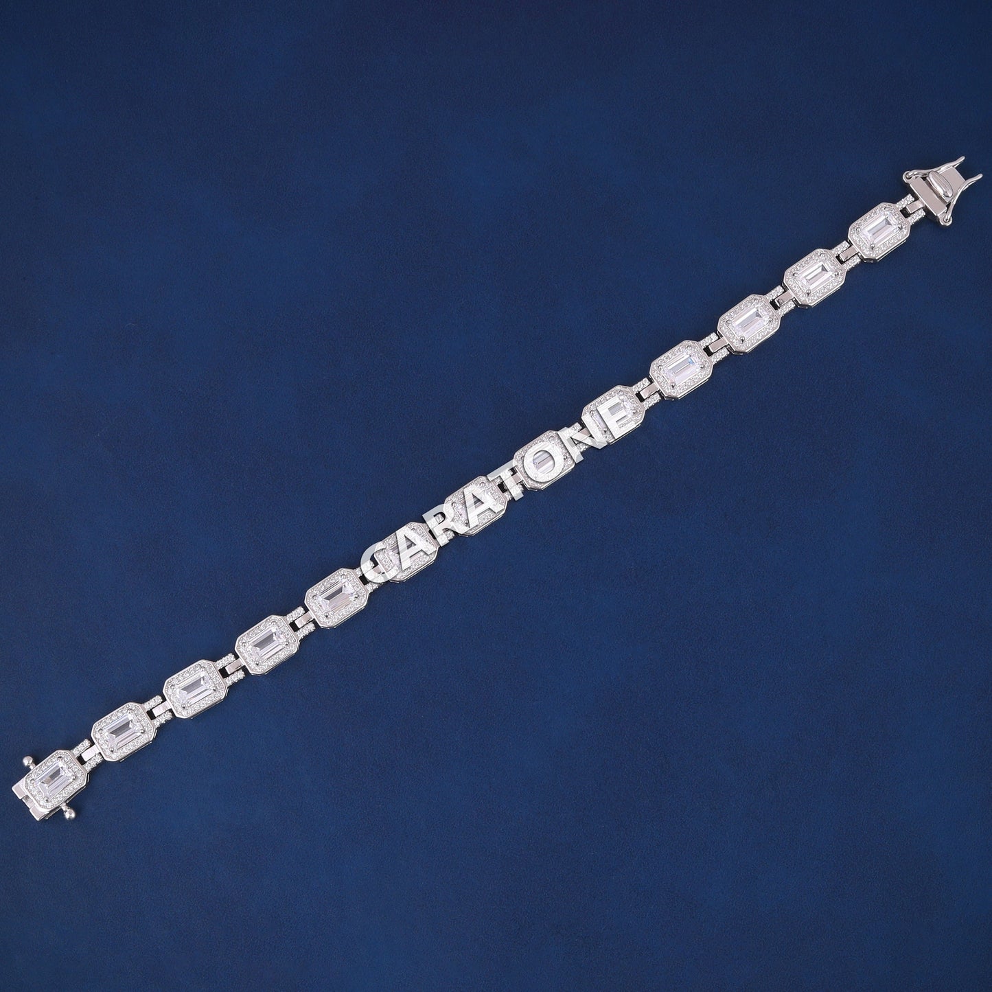 Unisex Iced Out VVS Diamond Emerald & Round Halo Tennis Bracelet in 925 Silver Custom Hiphop Bracelets