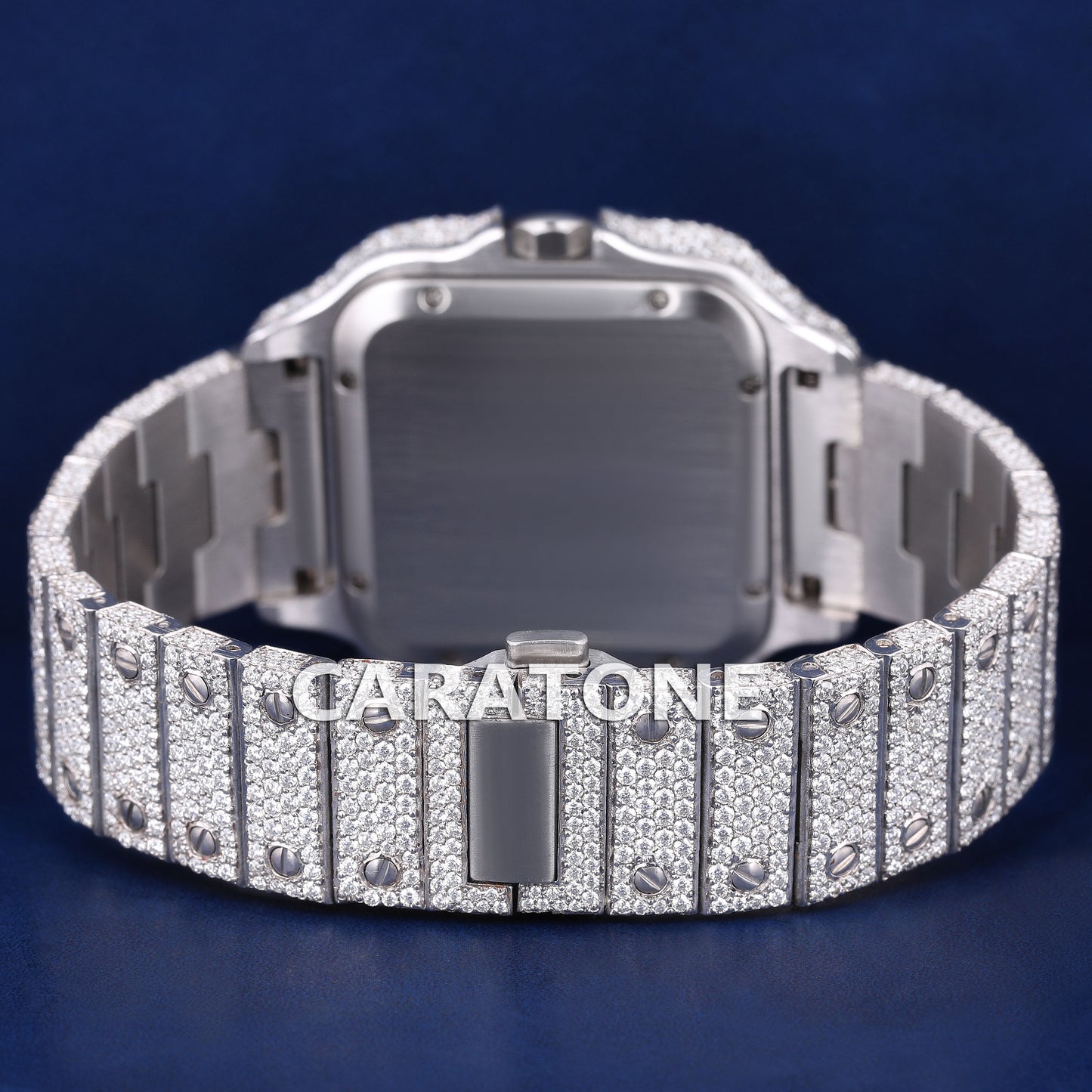 Hip hop full iced out without dial branded watch with blue dial and diamond tester passed