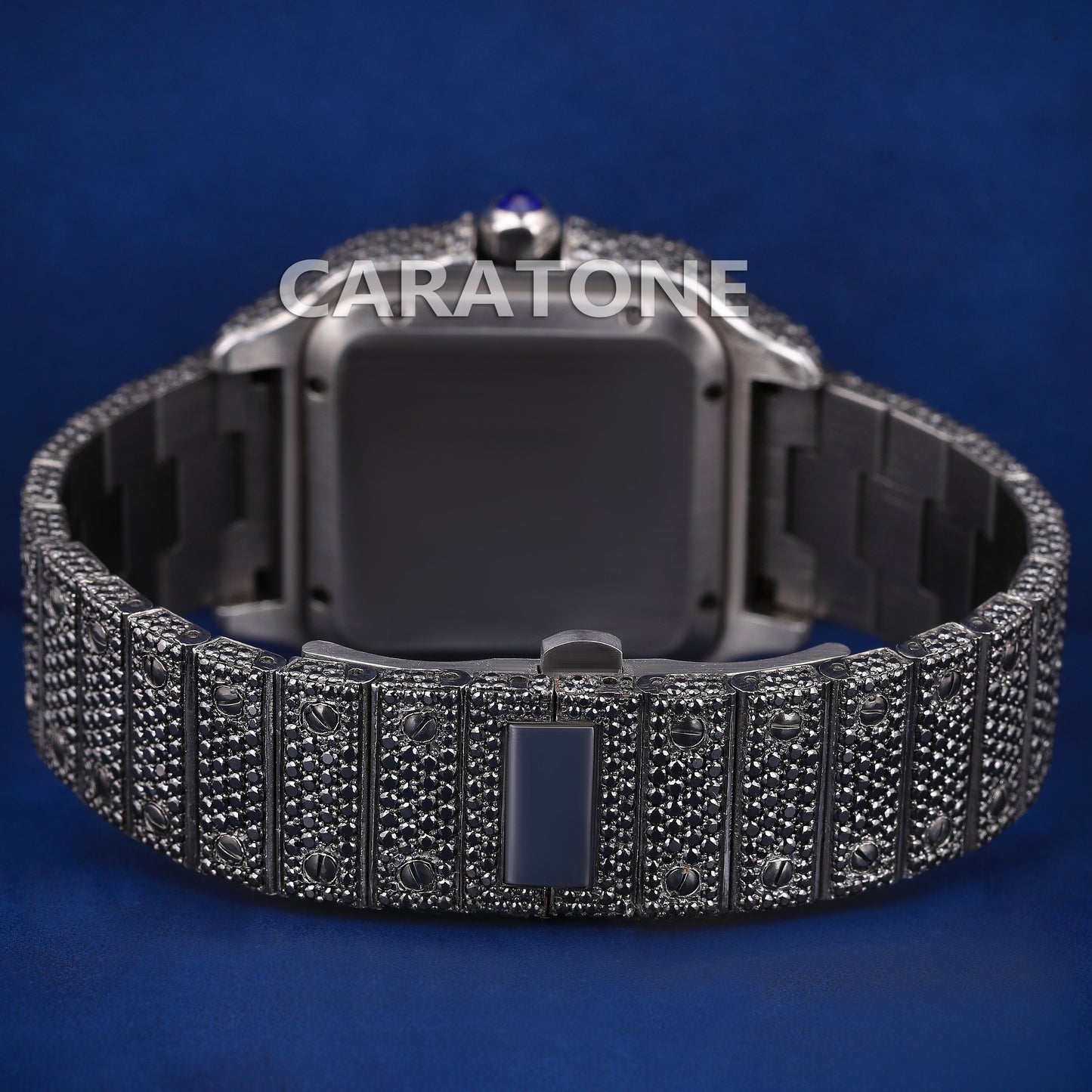 Fully Black diamonds full iced out hip hop branded watch with in dial with D VVS clarity