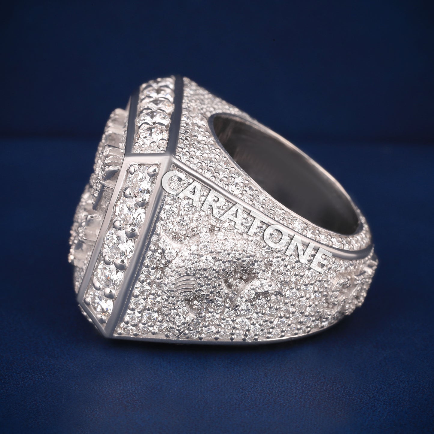 Customise hip hop ring in silver d vvs diamonds