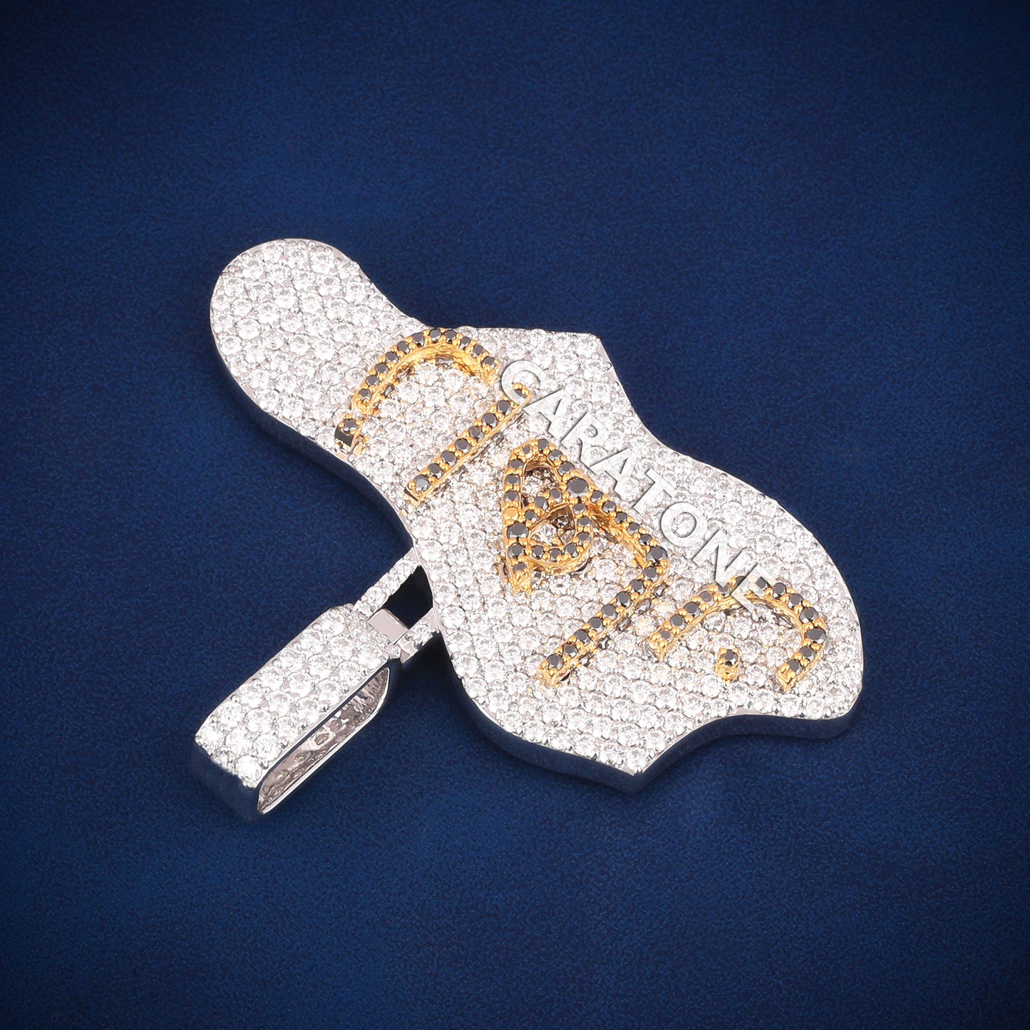 Custom arabic letter hip hop 14 kt gold pendant charm