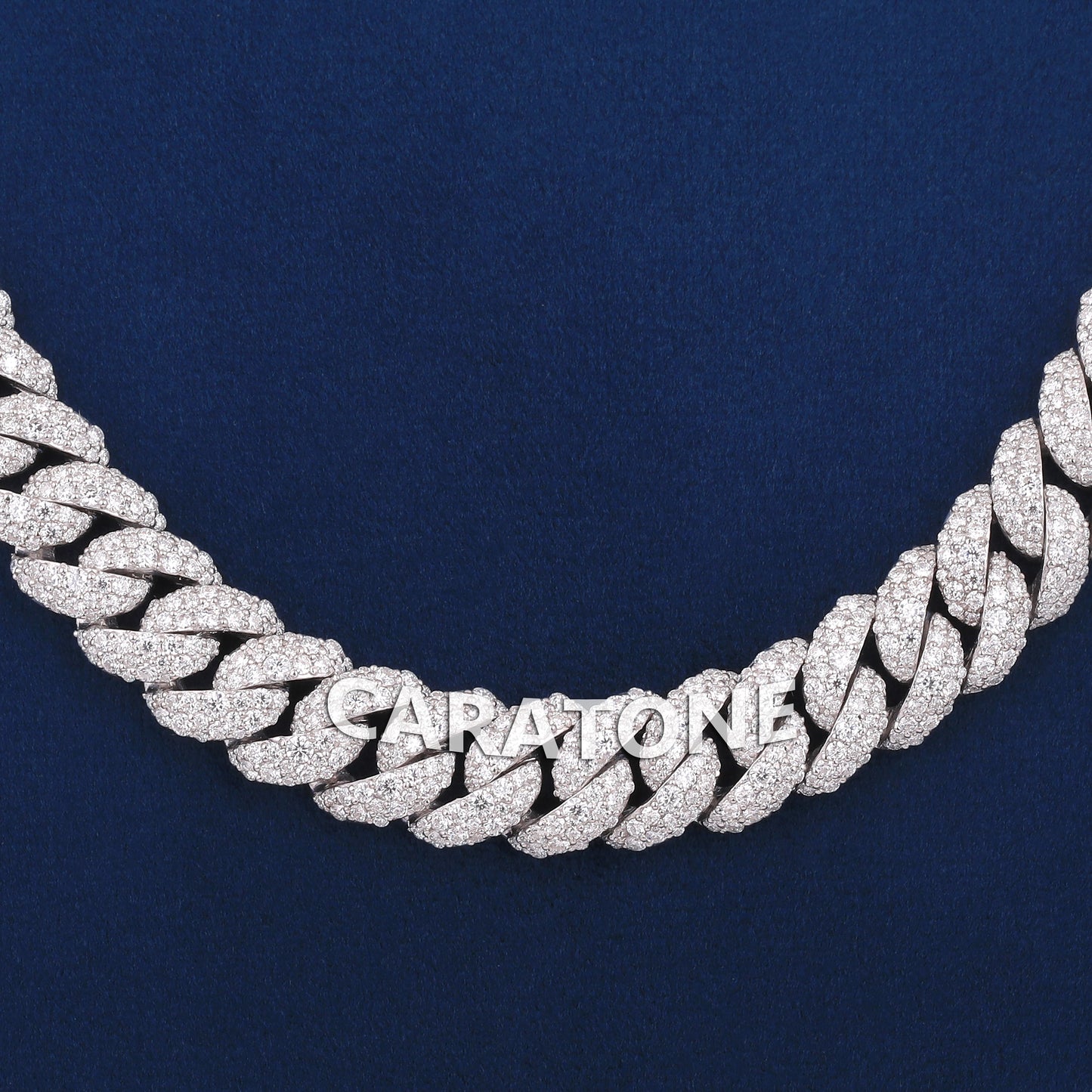22 inch 10mm Mens Silver Necklace in Mosaic Set White Cuban Link Chain Iced Out VVS Necklace Womens