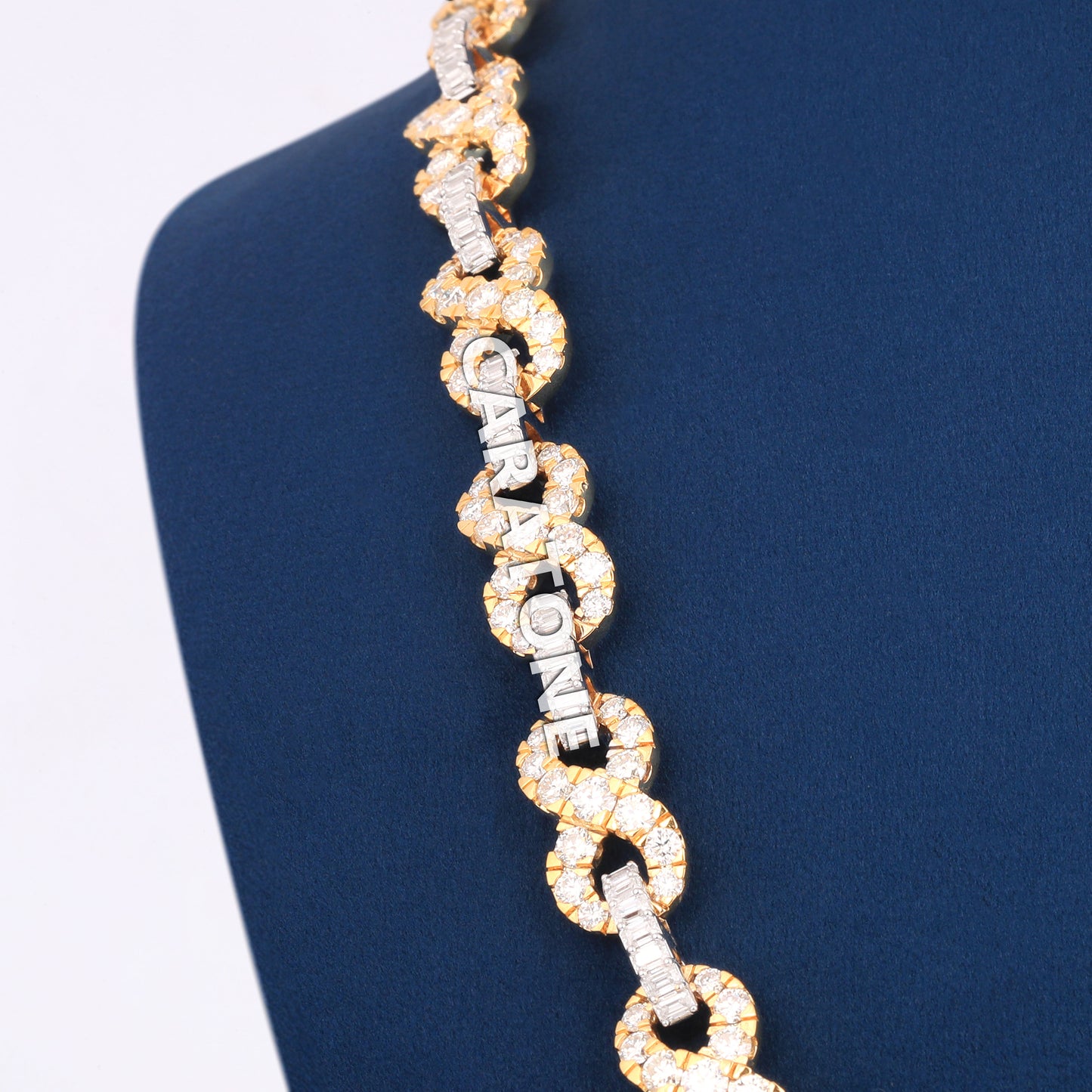 Luxury Two Tone 24 Inch 12mm Infinity Link Necklace with VVS Clarity Diamond Lock