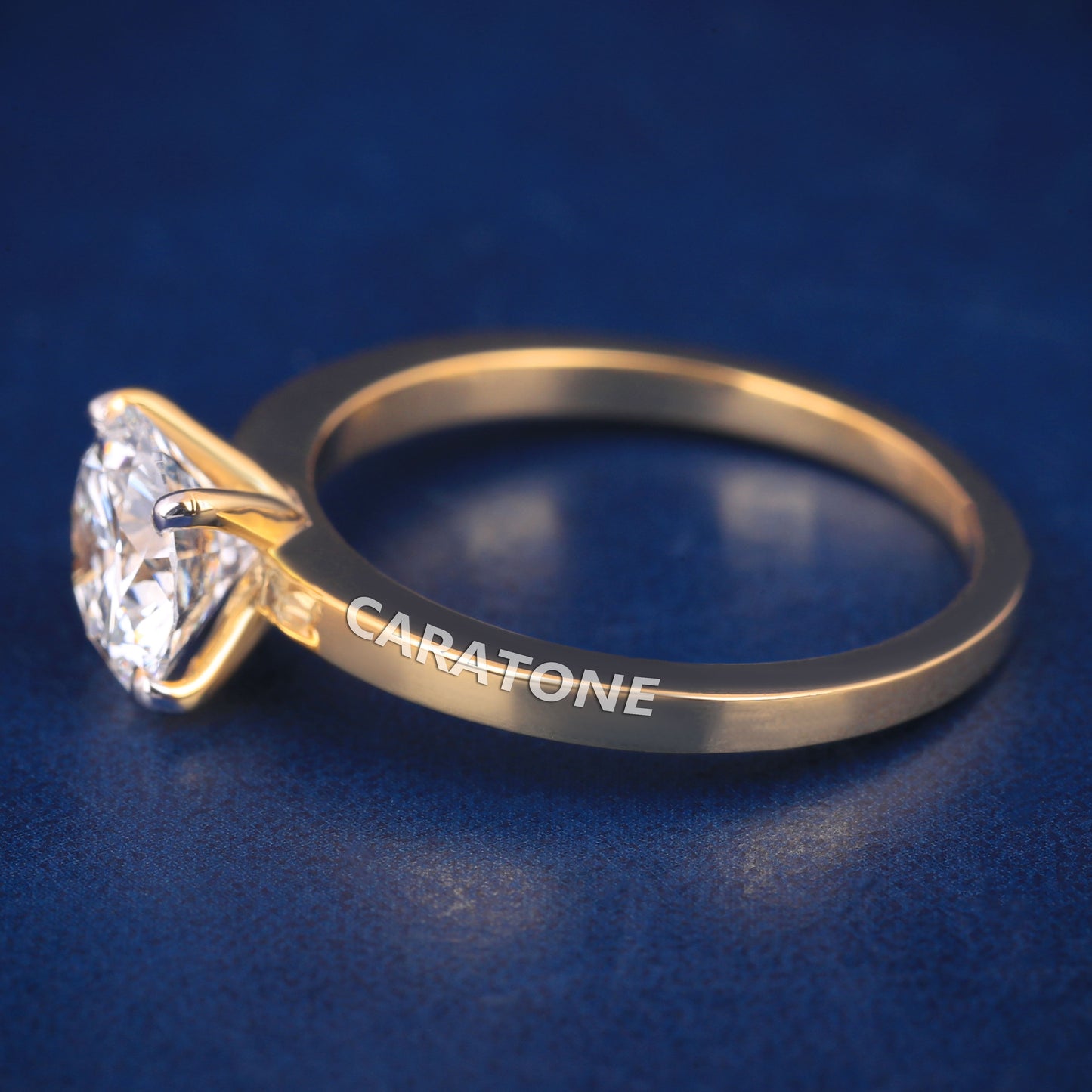 Buy Custom Round Cut Lab Grown Diamond Ring in 14k Yellow Gold Engagement Rings for Women