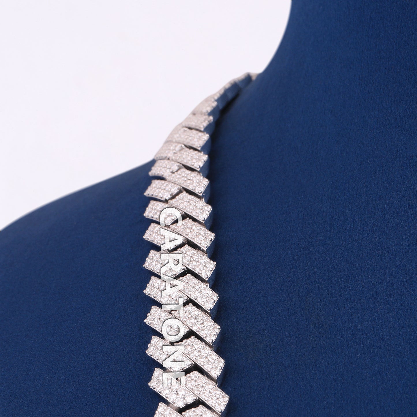22 inch 12mm Custom Real Diamond Silver Cuban Link Chain with VVS Diamond Necklace Womens in Fully White Icy Chain