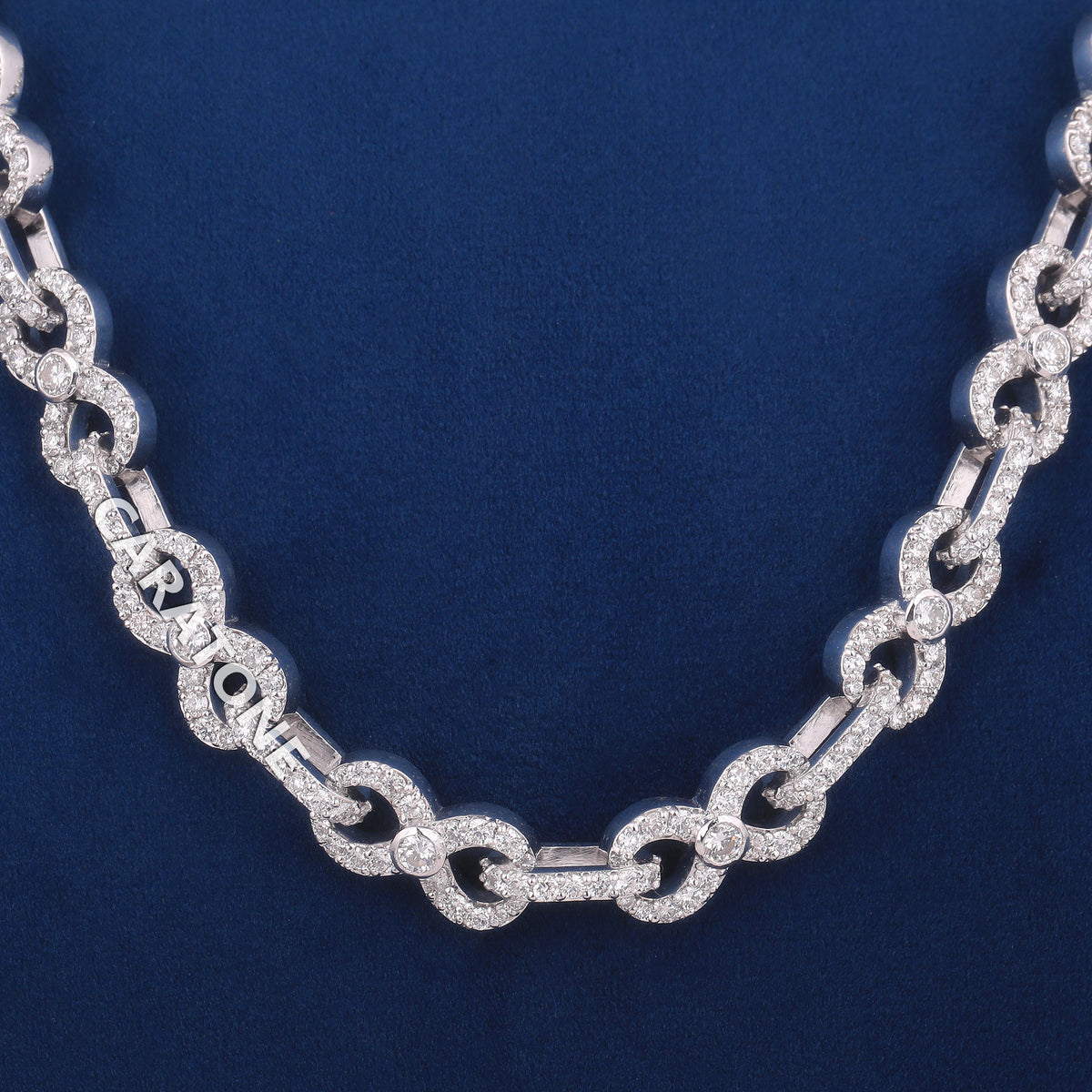 22 Inch 10 MM  Luxury White Gold Plated Iced Out Infinity Link Chain Lab Grown Diamond