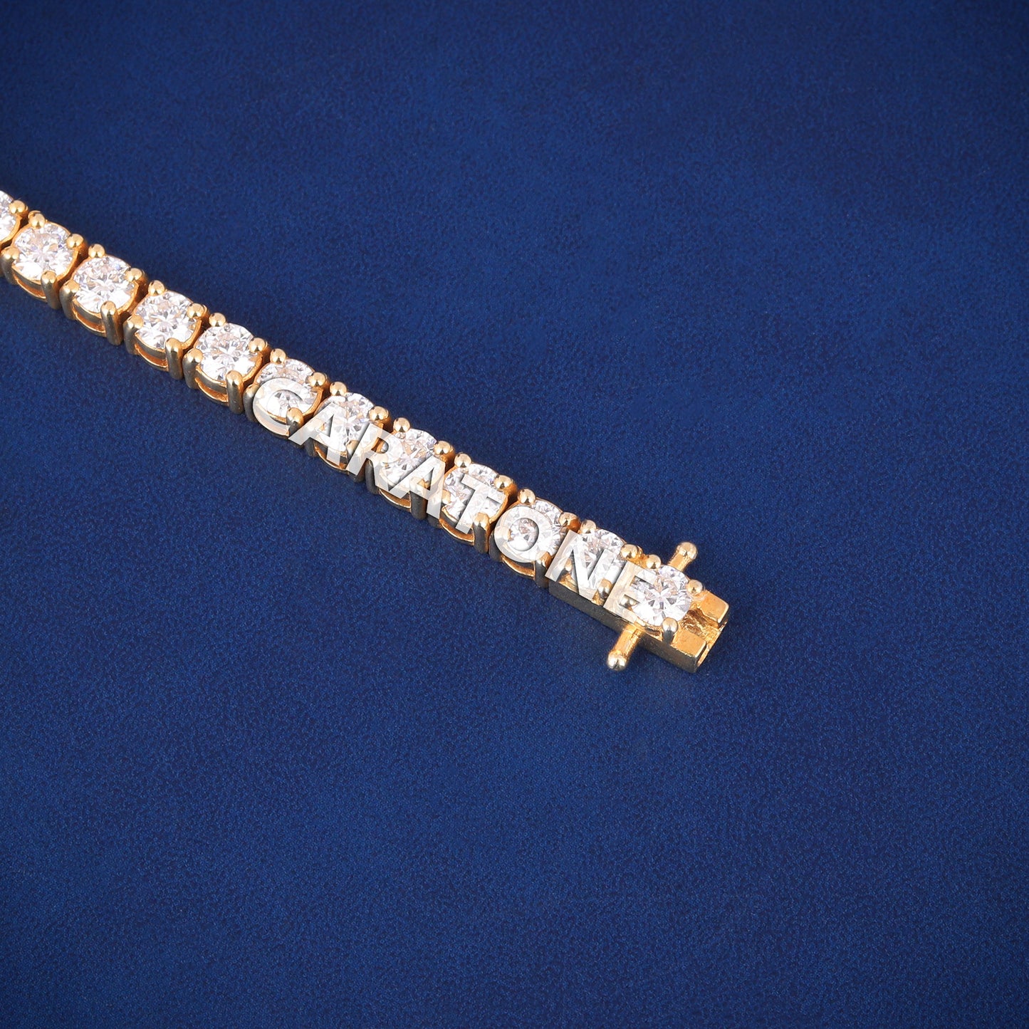 14kt Yellow Gold Plated VVS Round Diamond 4mm Tennis Bracelet for Mens Womens