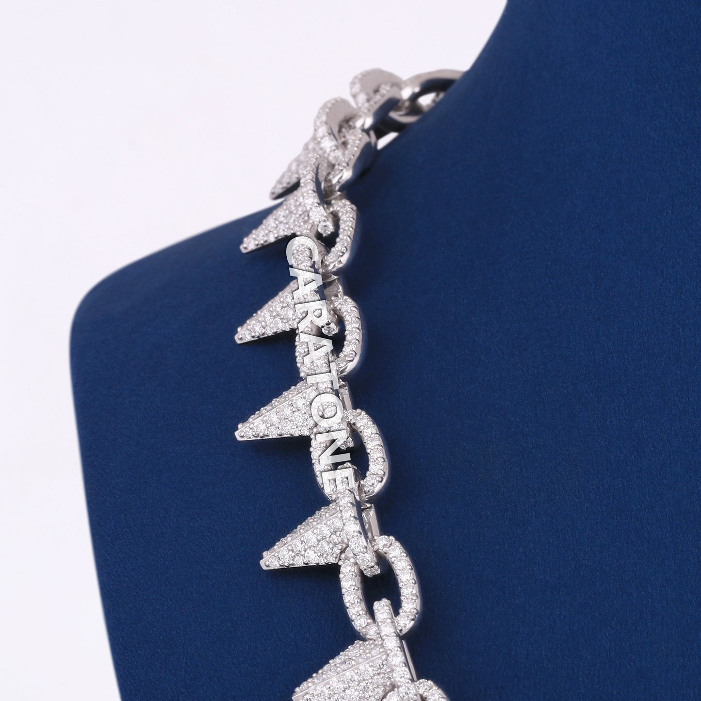 22 inch New Big Heavy Spiked Cuban Link Chain Iced Out Choker Necklace 14mm Fully Silver Diamond Chains Rappers