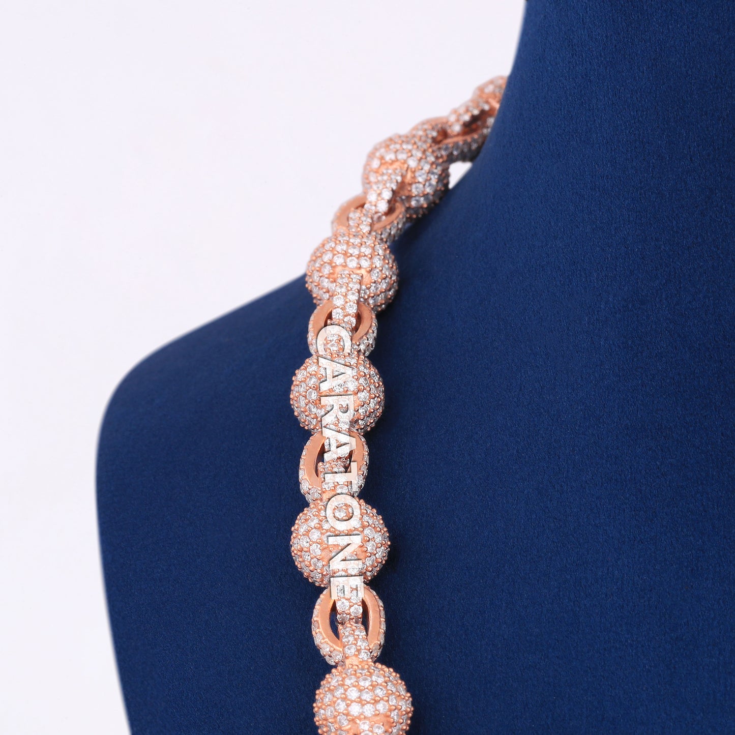 Mens 10mm Fully Rose Gold Ball Link Chain Necklace 22 inch Iced Ball Chain Beaded Gold Chain Necklace Rapper for Unisex