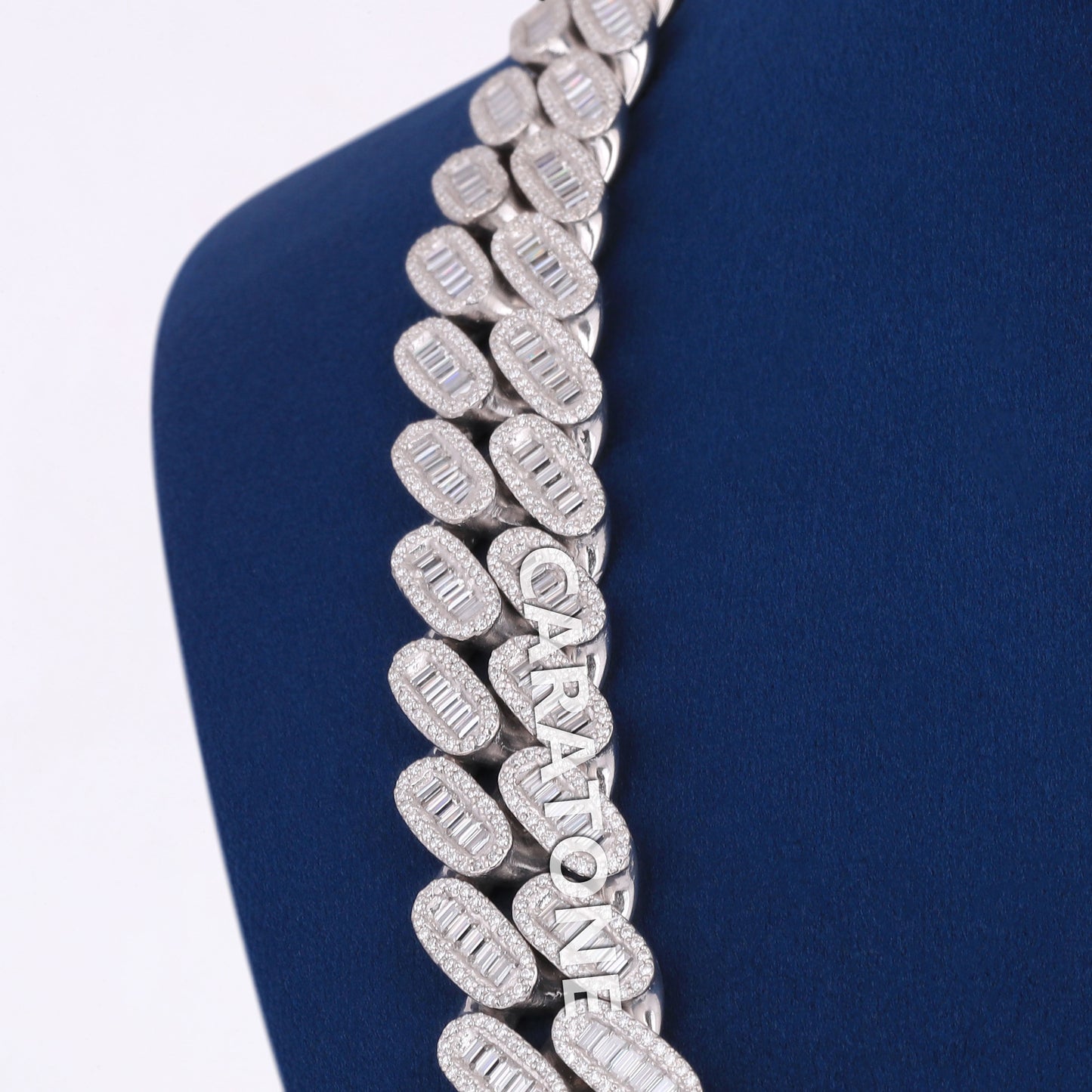 Luxury 16mm VVS Baguette Moissanite Custom Made Silver Iced Out Cuban Miami Link Heavy New Chain Necklace