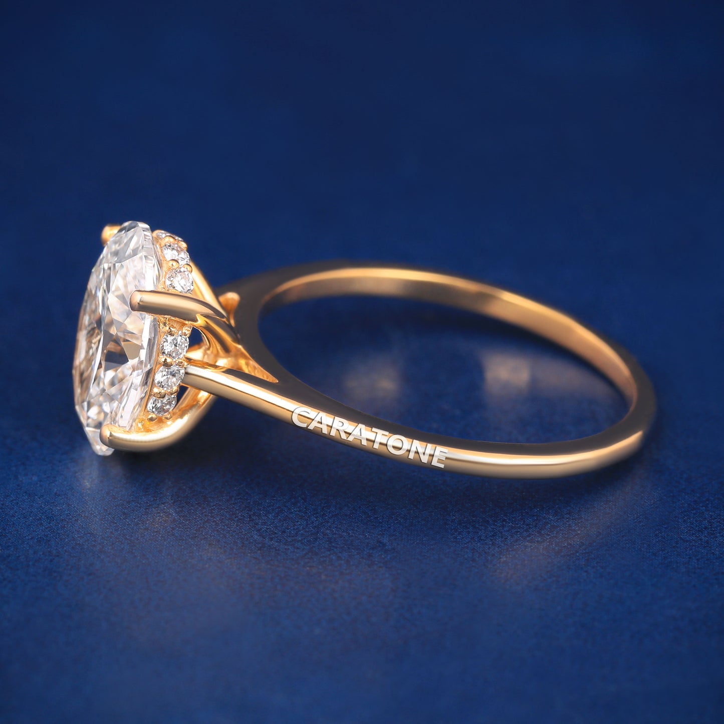 Custom Unique Wedding Rings Womens in Yellow Gold Band Oval Diamond Engagement Ring
