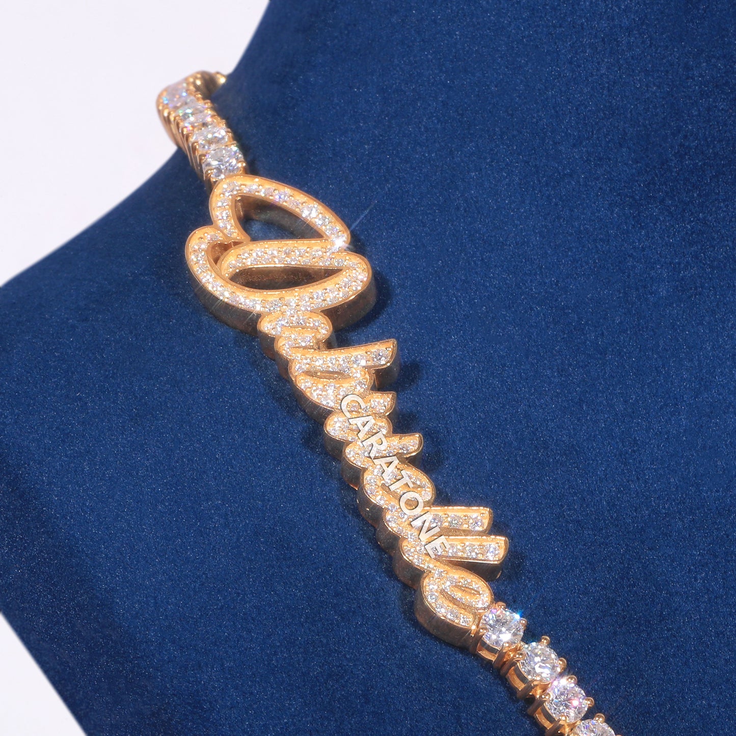 Custom Gold Lab Grown Diamond Tennis Chain in Iced Out Necklace with Real Diamond Womens Gold Name Plate Necklace