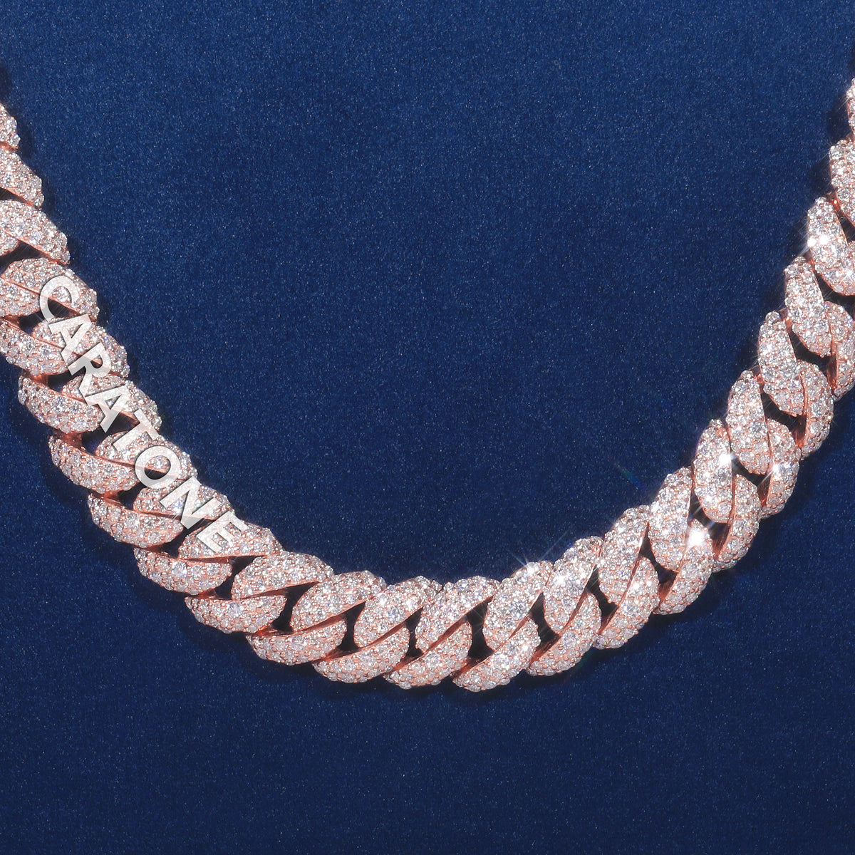 22 Inch 10 MM ustom Iced-Out Cuban Link Chain Rose Gold Finish Signature Letter Detailing