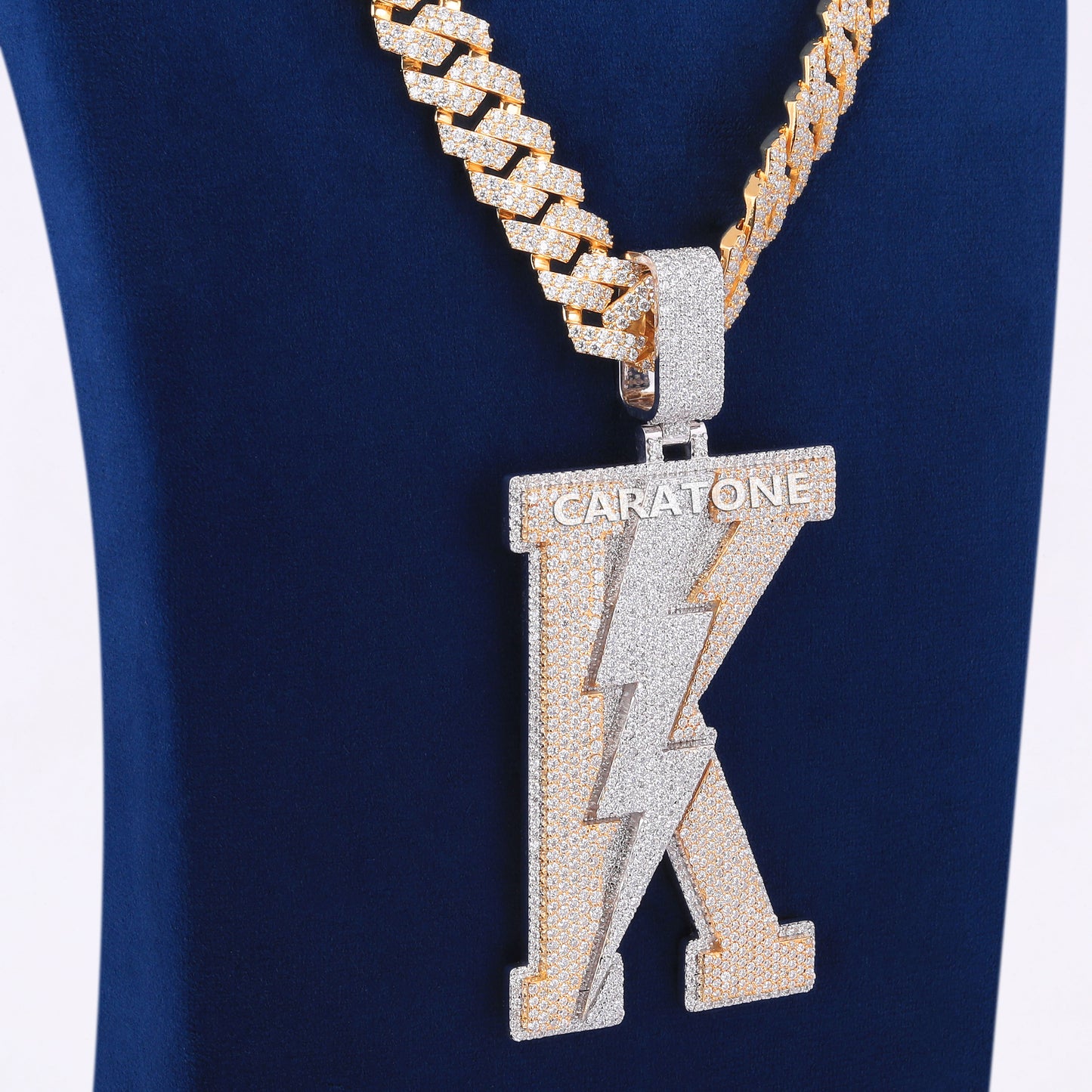 Unique Custom K Letter Pendant With Chain In 925 Sterling Silver