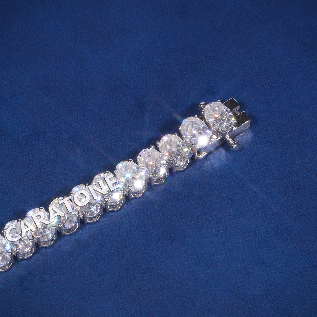 Premium White Gold Plated Oval Brilliant Cut Lab Grown Diamond Eternity Tennis Bracelet