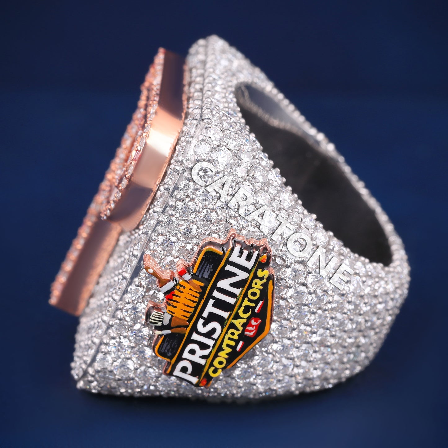 Mens Customizable Engagement Rings in Iced Out Initial P Letter Baguette Round Diamond Rose Gold & Silver Mens Heavy Luxury Rings