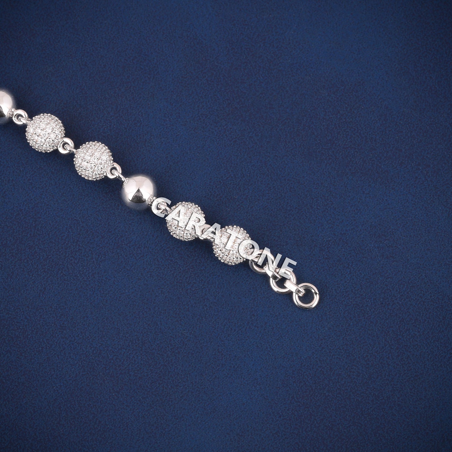 6 Inch 5.5mm Silver Diamond Round Ball Bracelet Iced Out Bead Design for Men & Women