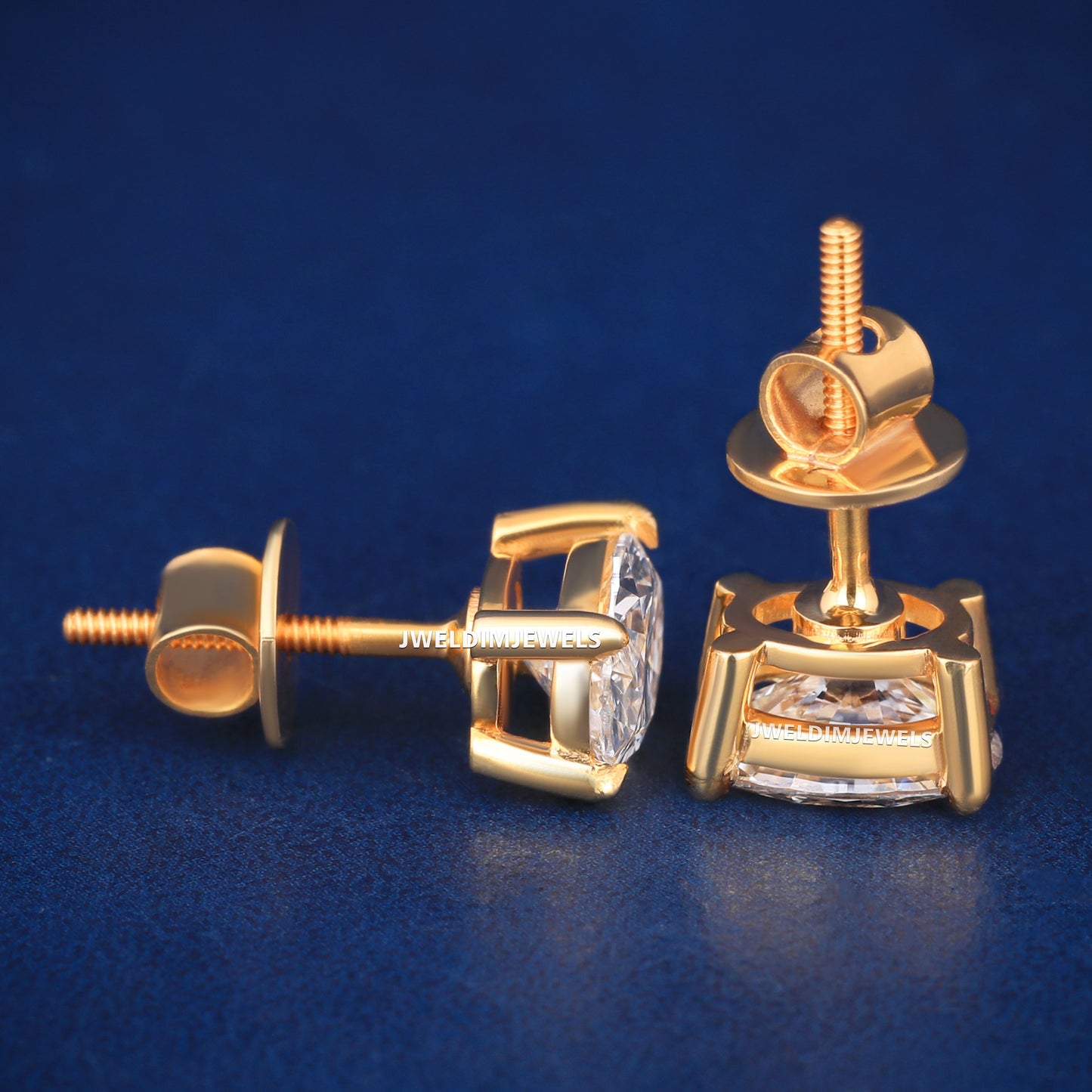 Oval Cut Lab Grown Diamond Stud Earring in Yellow Gold Iced Out Expensive Rapper Earrings