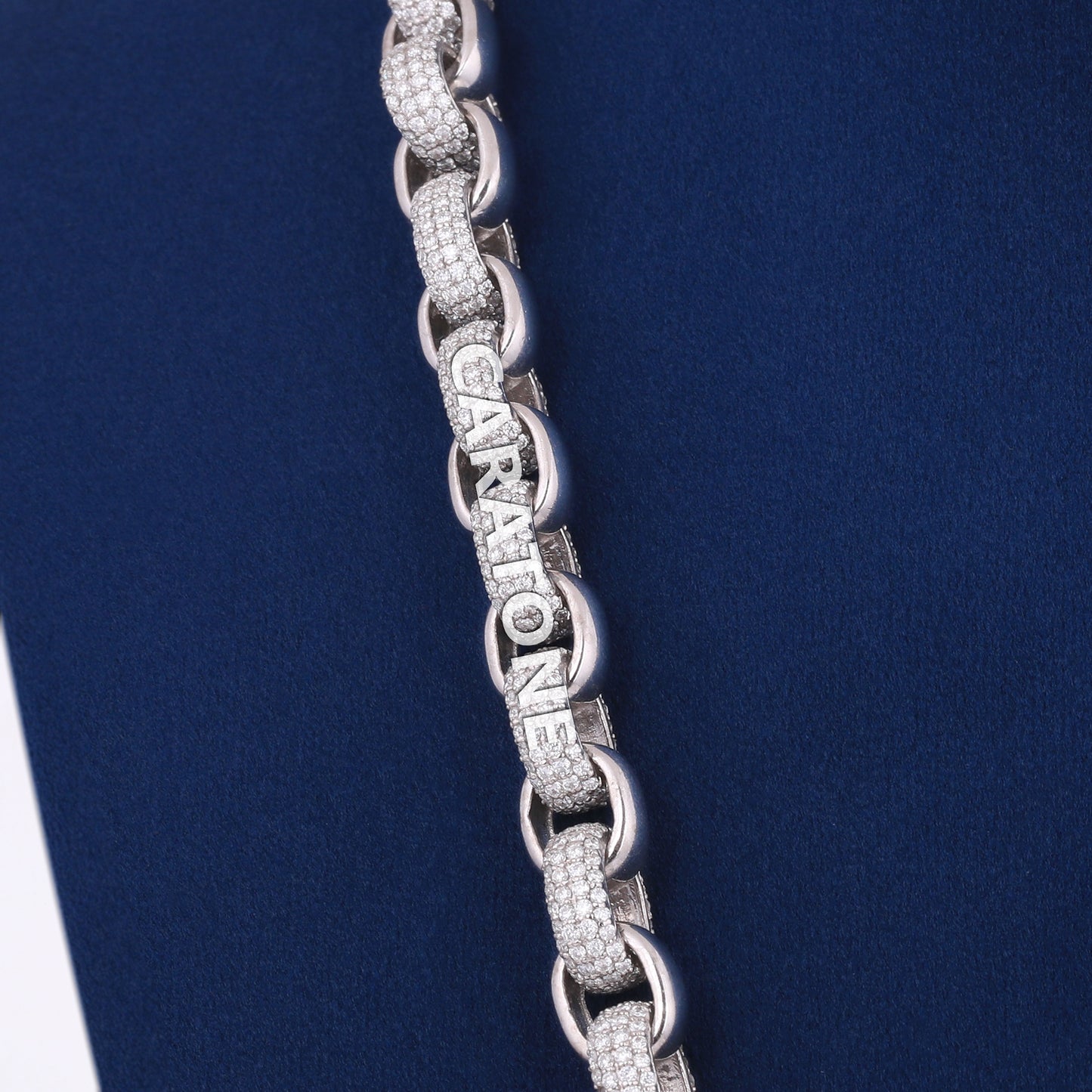 Big Heavy 925 Sterling Silver Belcher Chain Iced Out Round Diamond Link Necklace 20 Inch 3.5mm Gold Hermes Diamond Chain