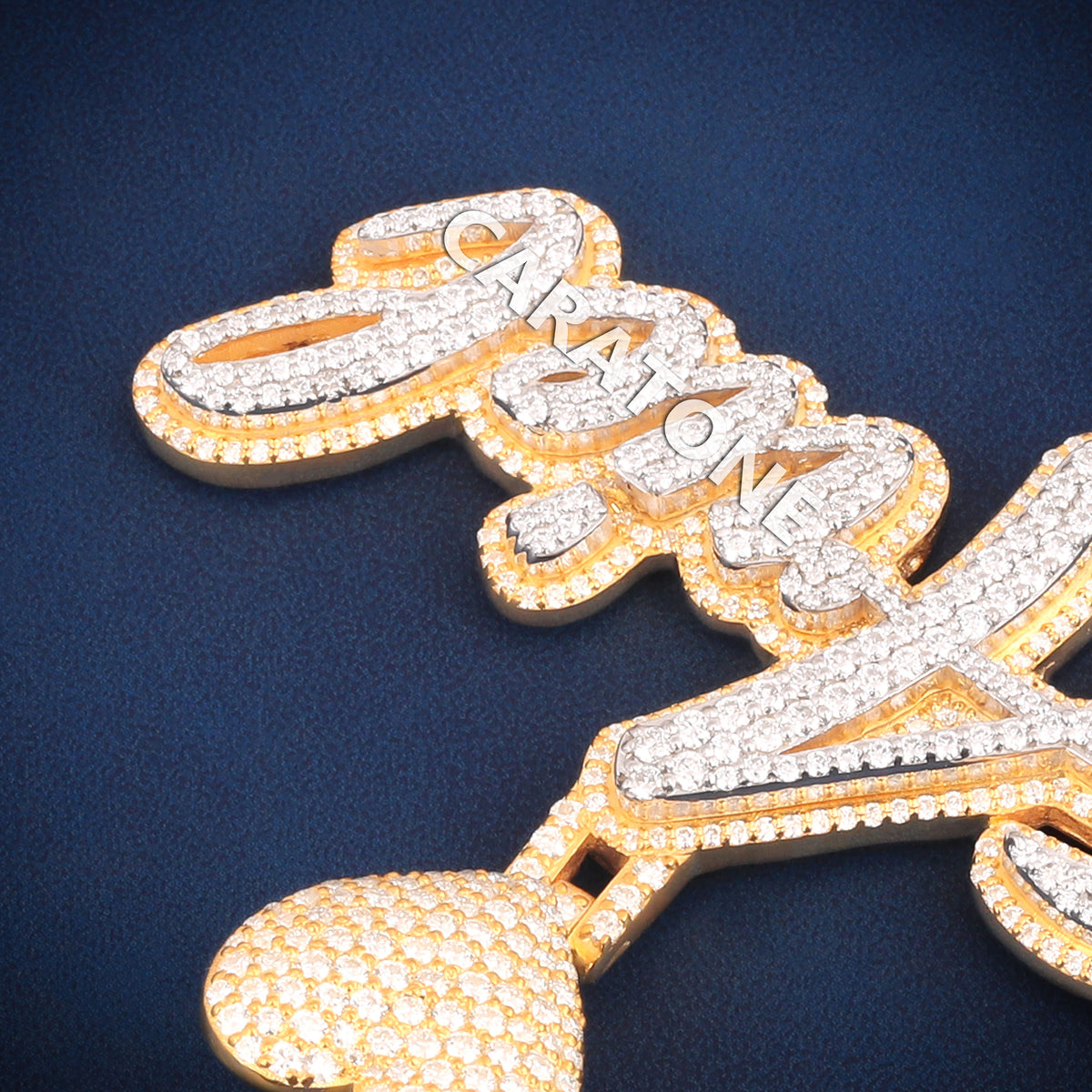 Fully Iced Out Ariel Cursive Nameplate Pendant with Lab Grown Diamonds