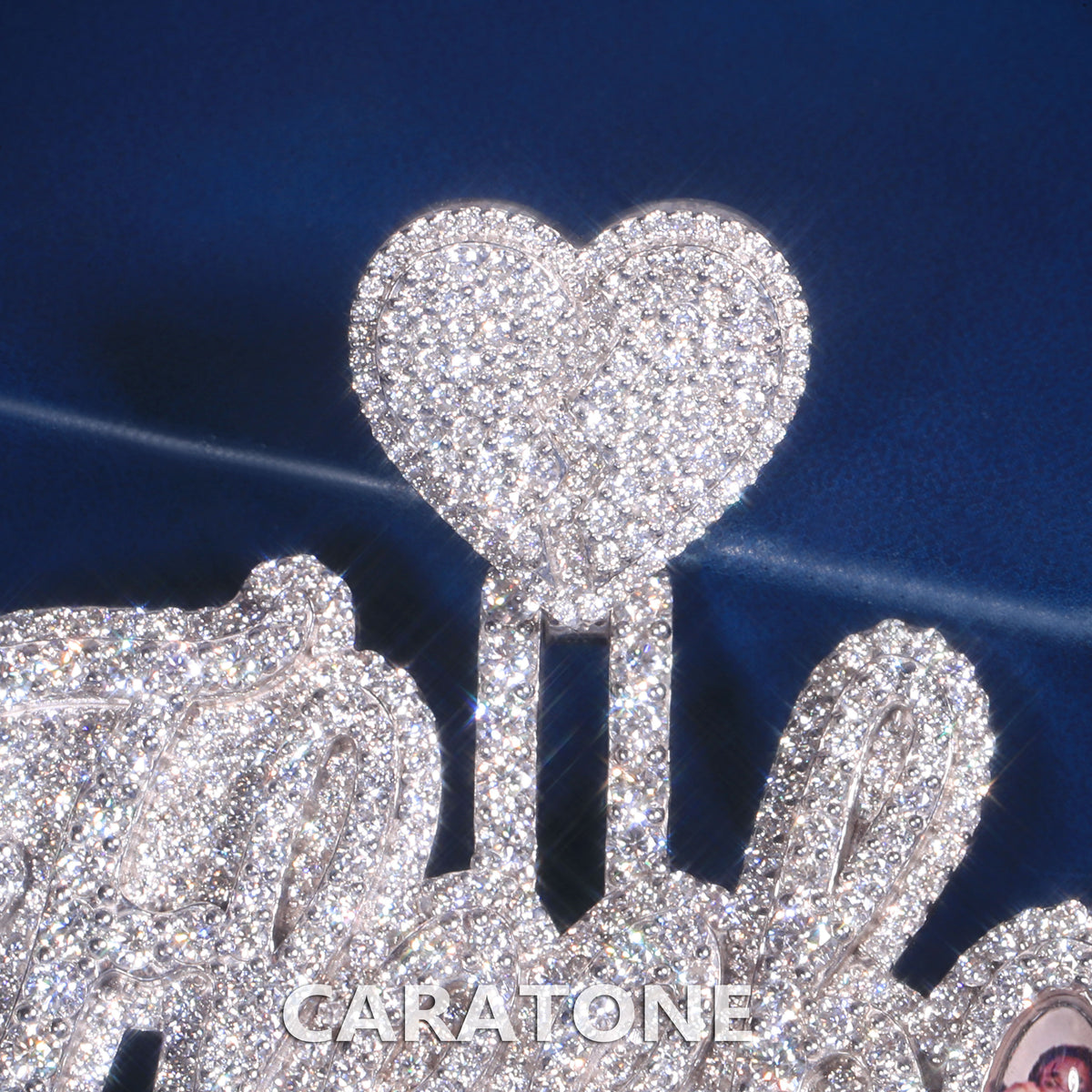 925 Sterling Silver VVS Lab Grown Diamond Custom Heart Logo Hip Hop Pendant