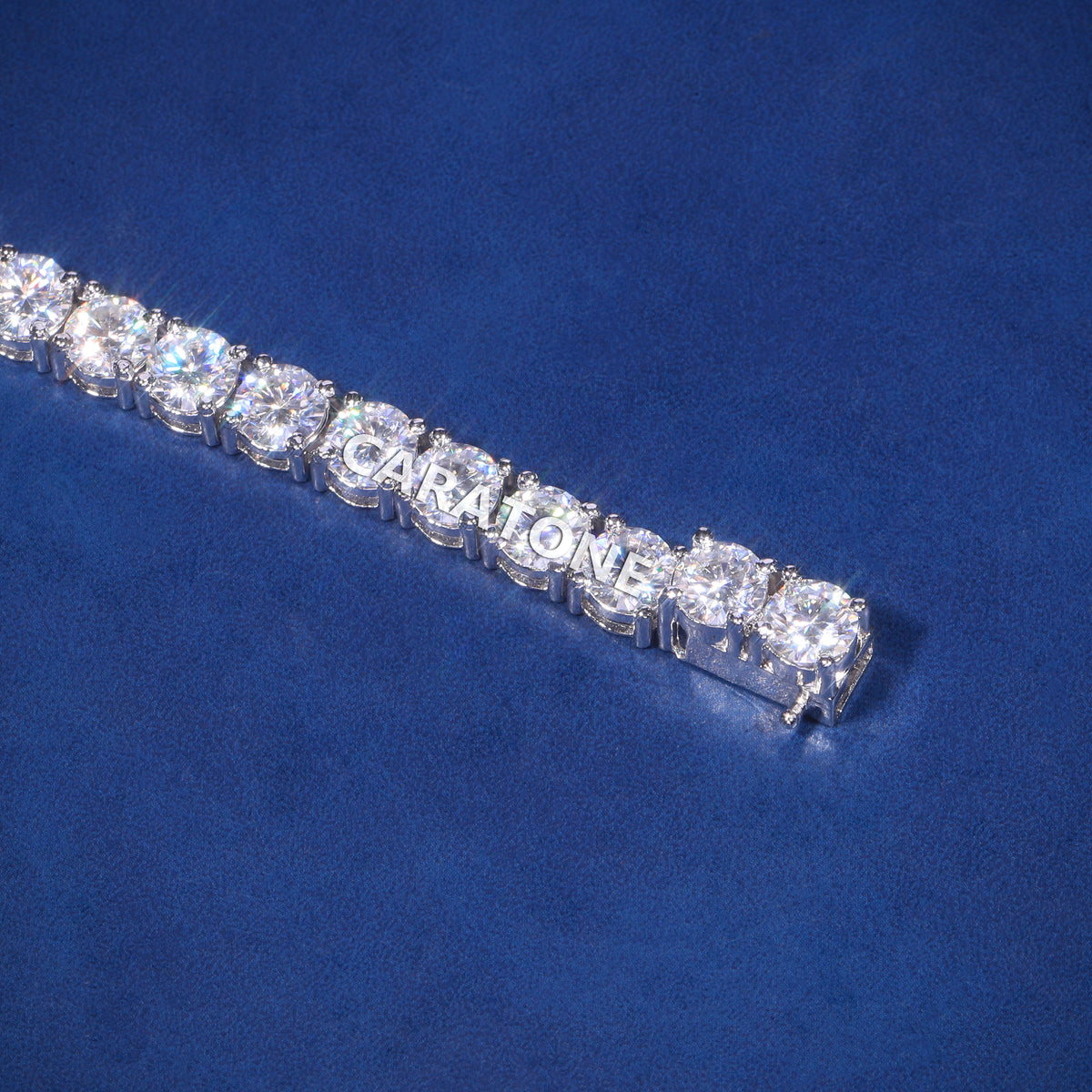 Luxury White Gold Plated Round Brilliant Cut Lab Grown Diamond Single Row Tennis Bracelet