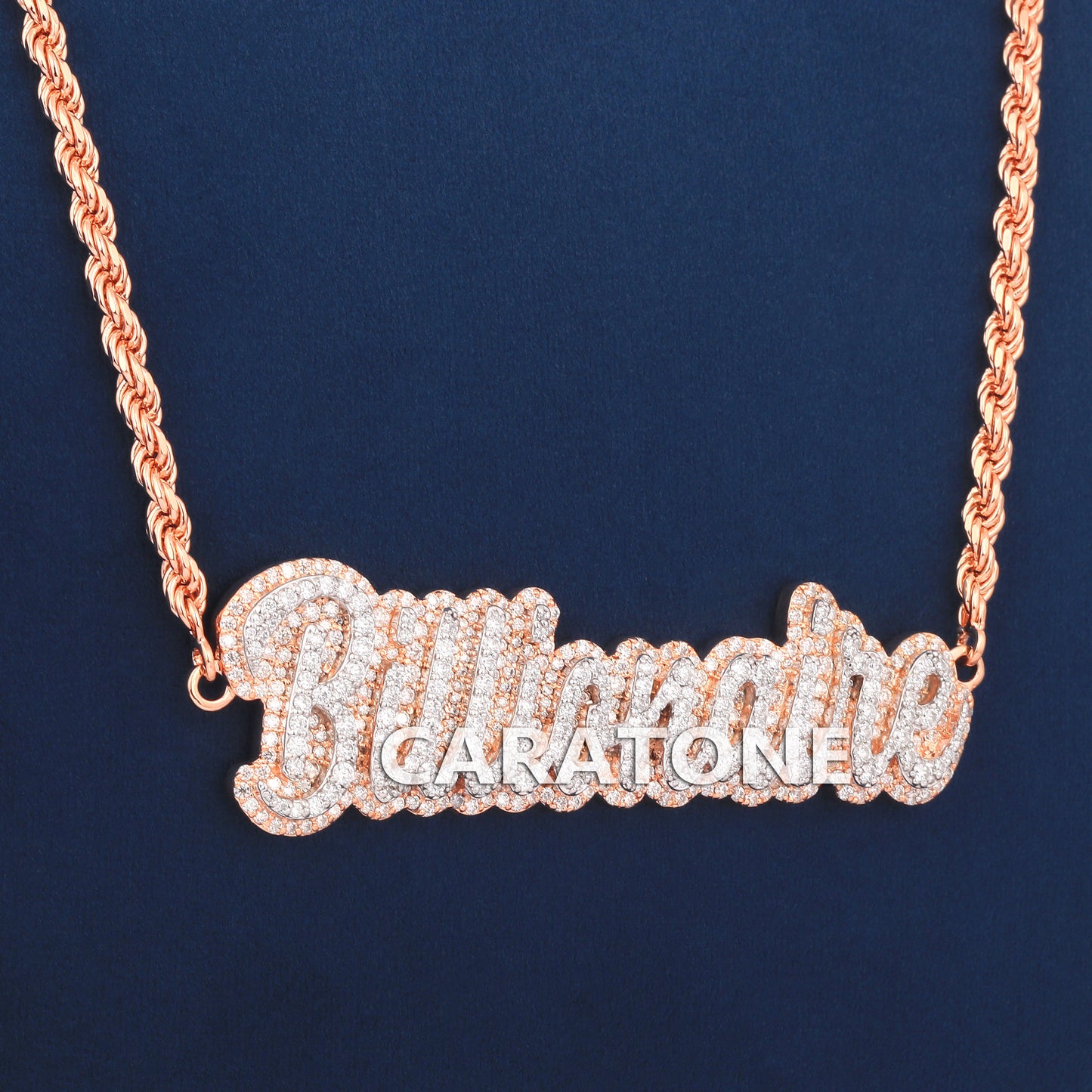 Billonaire Letter Pendant With Rope Chain In 14KT Yellow Gold