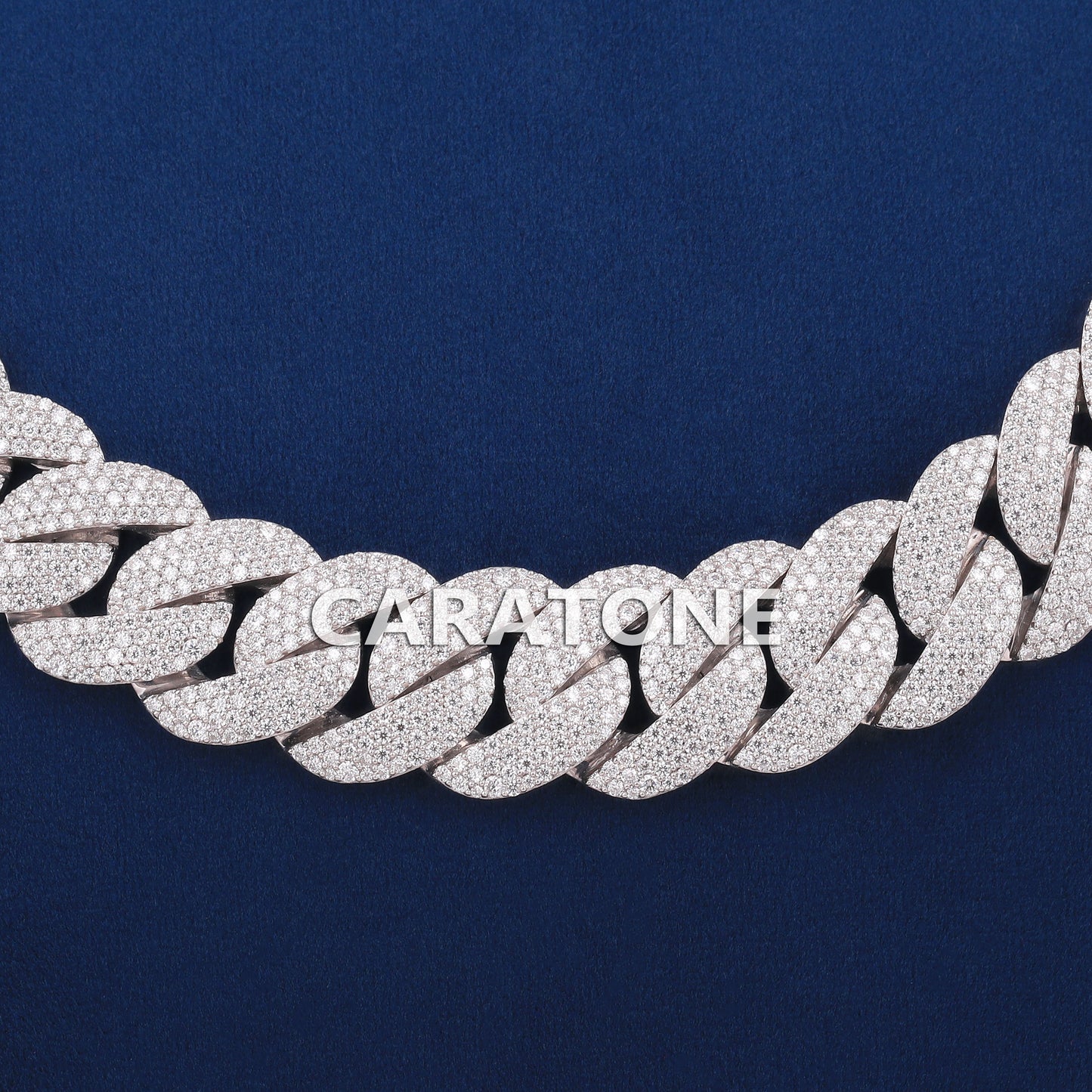 Silver Iced Out Cuban Link Chain 24 inch 18mm Fully White Diamond Miami Customized Chains Rappers Necklaces