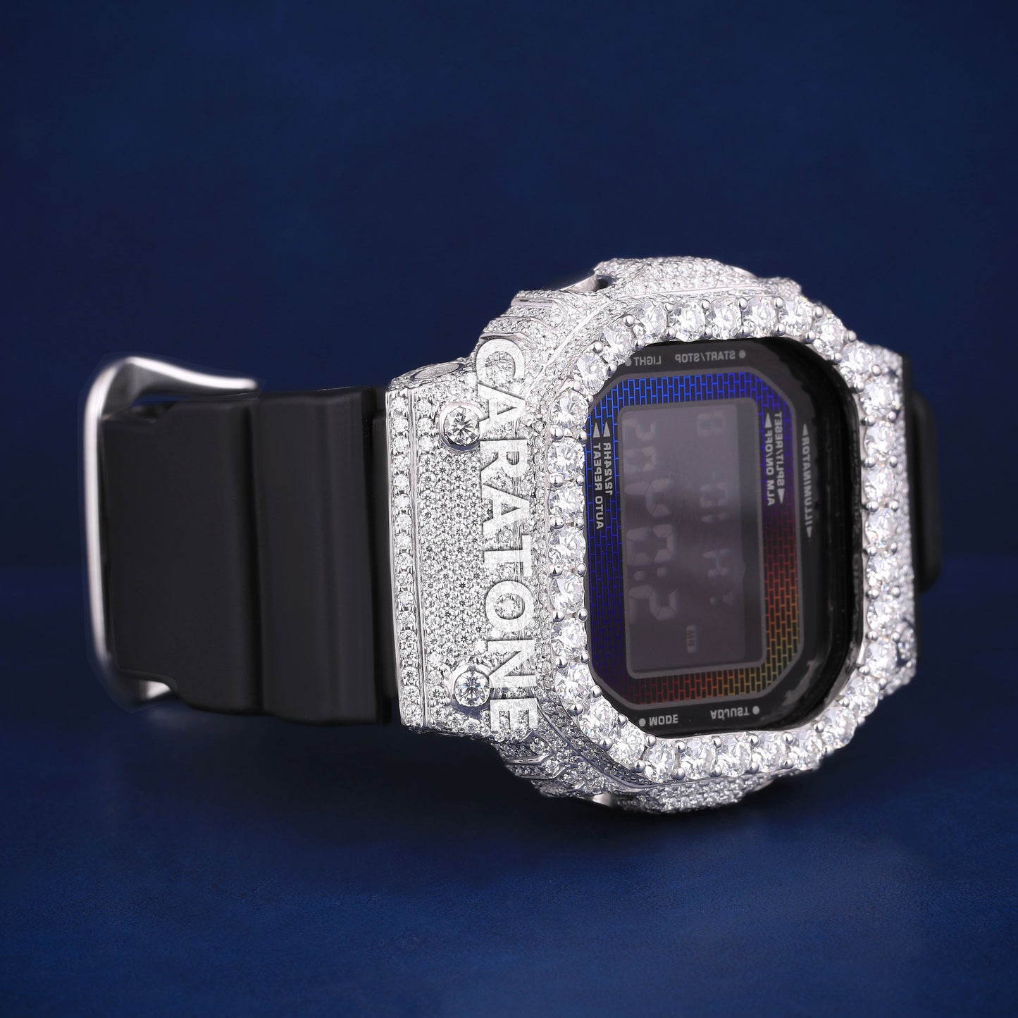 Half iced out without dial hip hop custom made branded digital watch