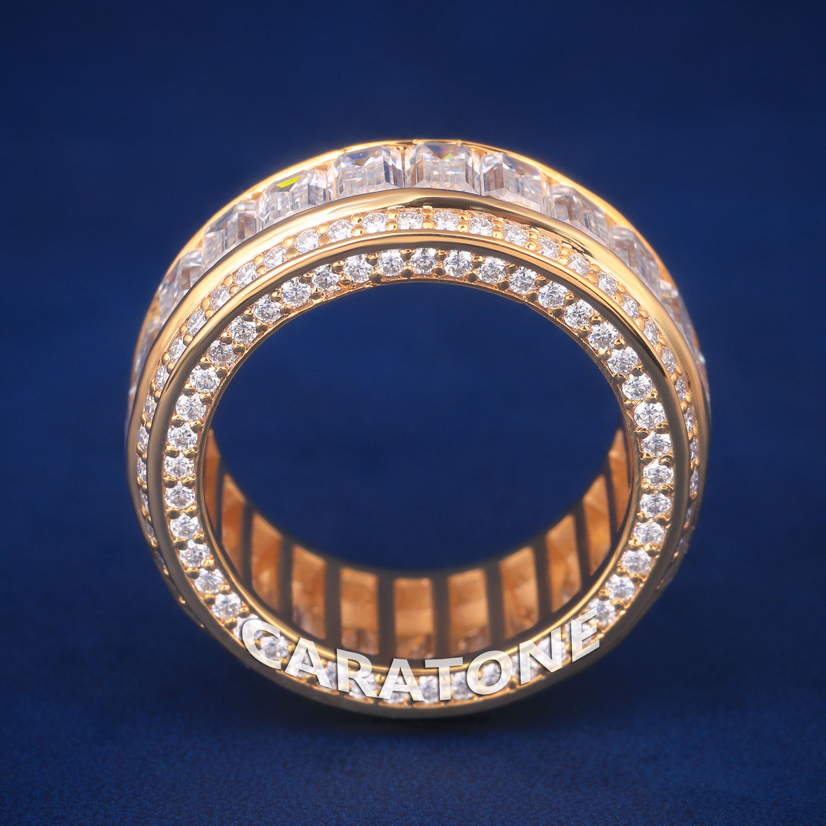 Premium Wide Band Ring with Baguette & Round Cut Lab Grown Diamonds