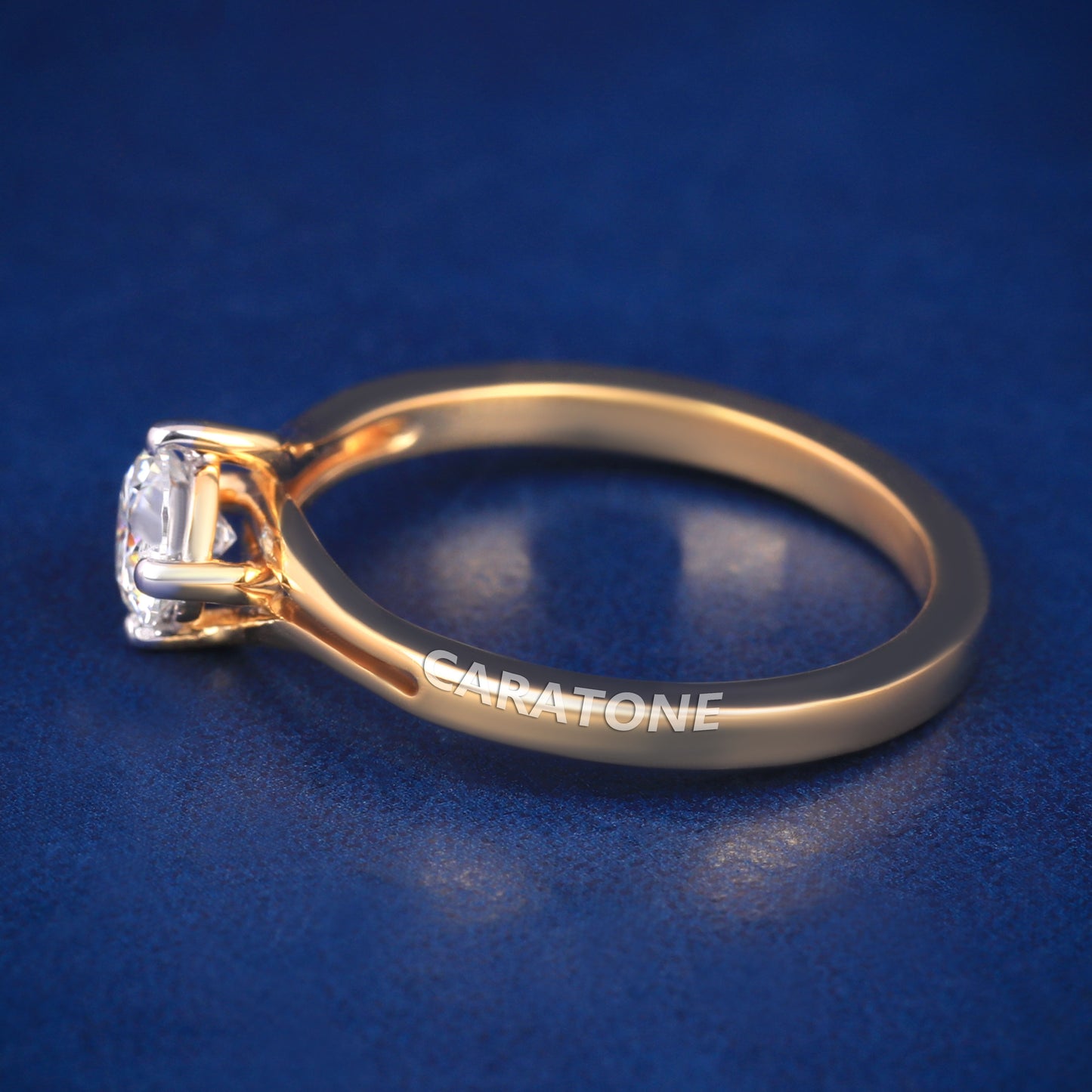 0.5 Ct Round Cut Yellow Gold Engagement Diamond Band Rings for Women with VVS Clarity